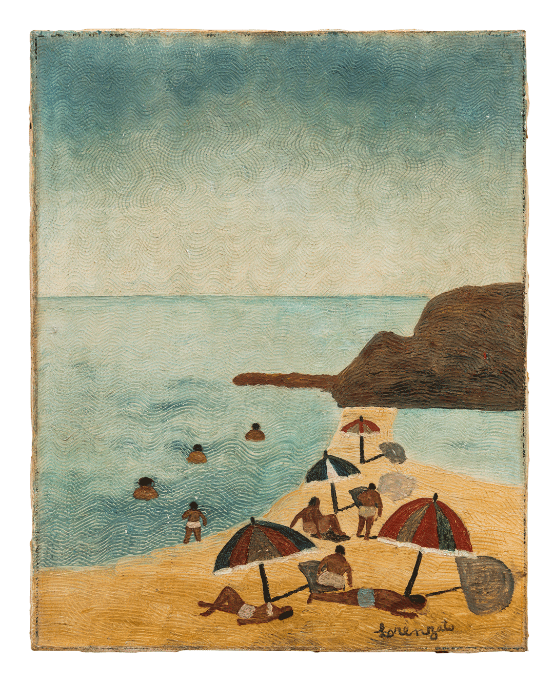 A painting by Amadeo Luciano Lorenzato, titled Praia da Costa, dated circa 1974-1976.