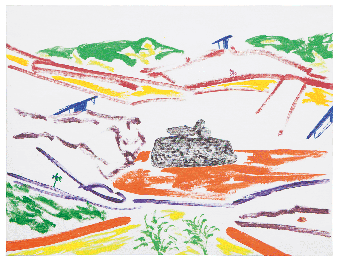 A painting by Jean-Michel Sanejouand, titled Le Gisant, dated 2004.
