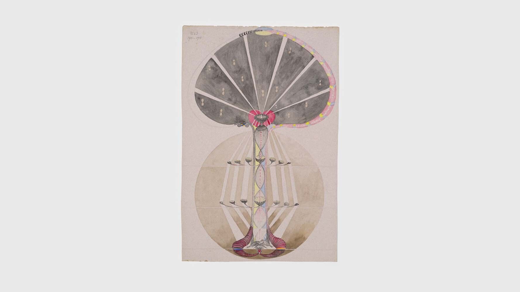 A watercolour from Hilma af Klint's series Tree of Knowledge, dated 1913-1915.