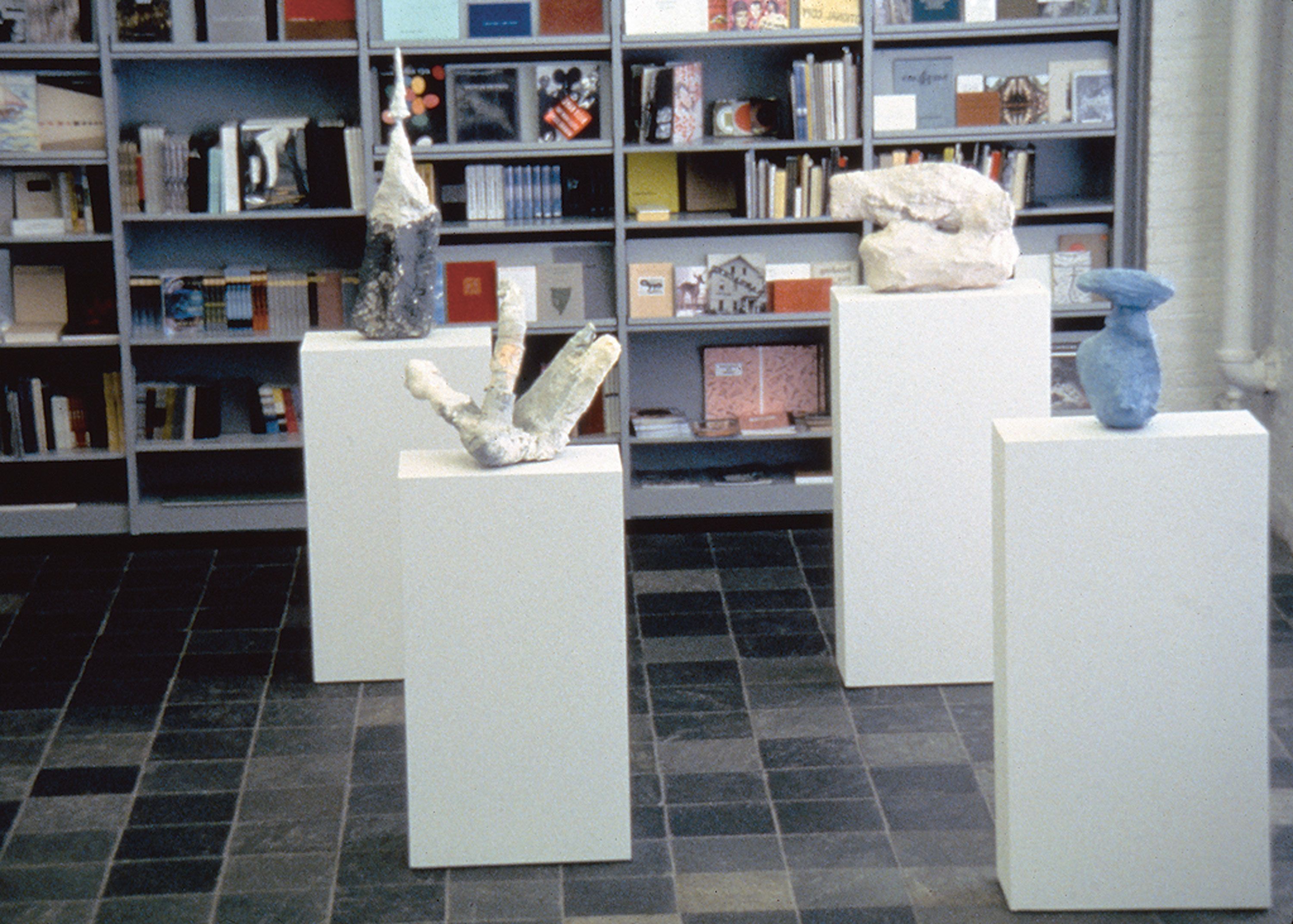 Installation view, Franz West’s 2 to 2 (do too 2 [too do 2 {to do two}]) (1994), on view in Franz West: Rest, Dia Center for the Arts bookshop, New York, 1994