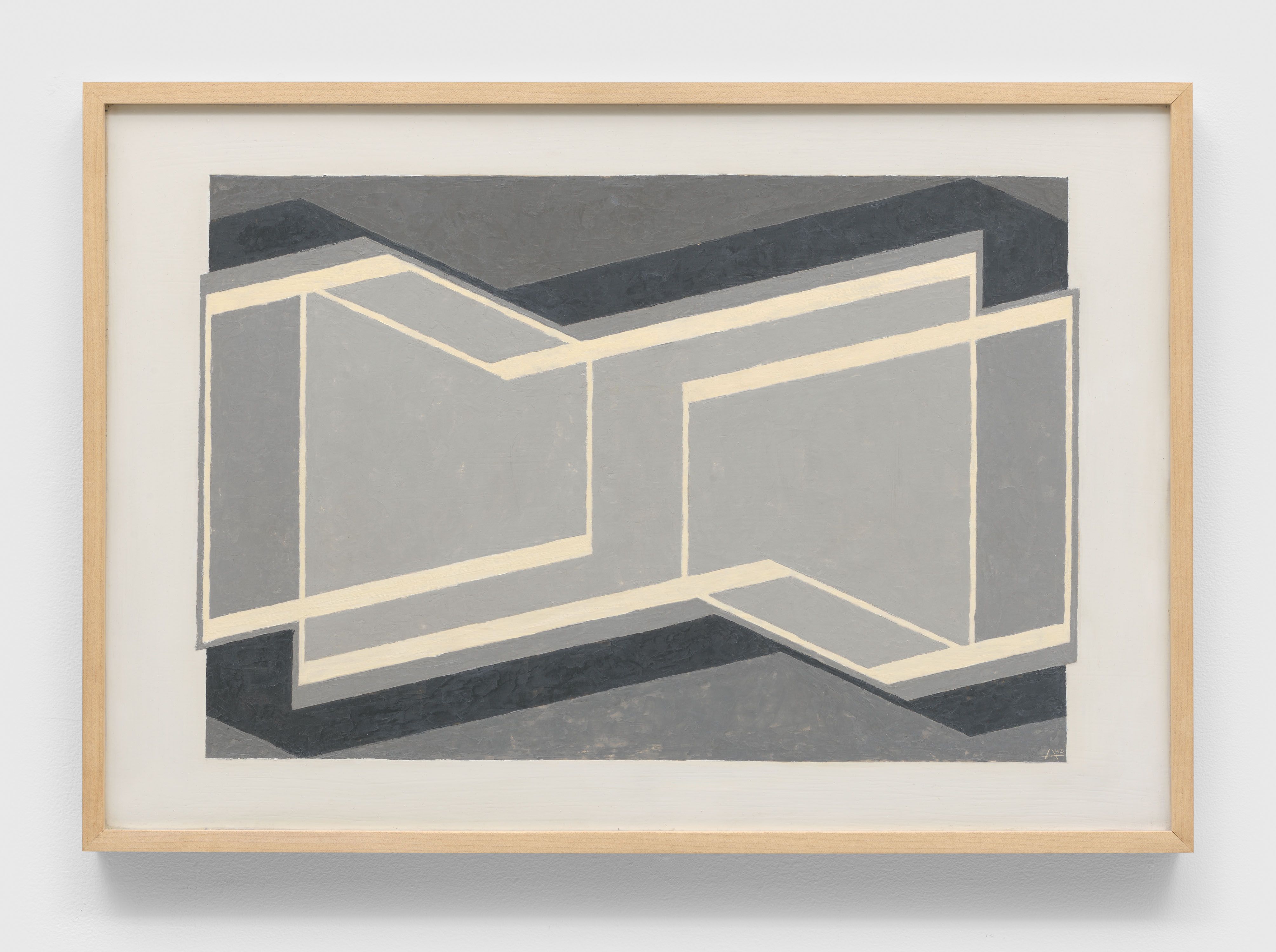 A painting by Josef Albers, titled Study to Kinetic VII, dated 1945.