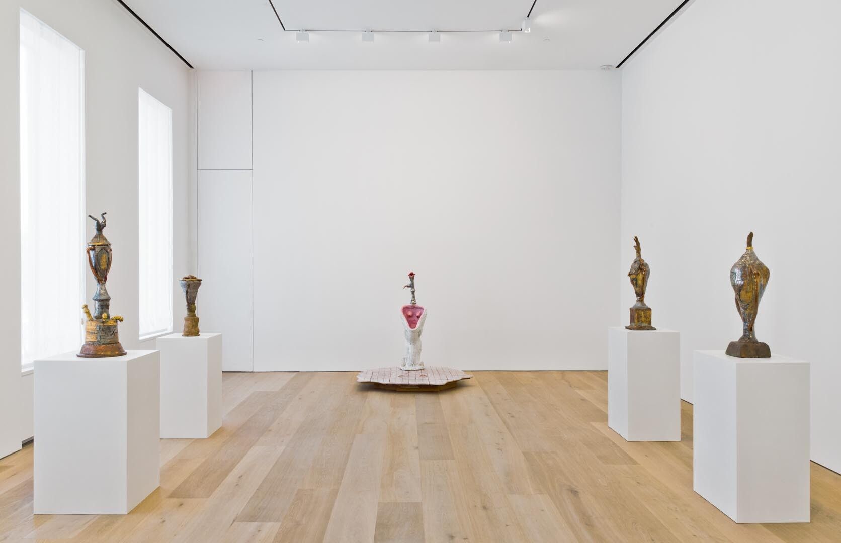 Installation view of Robert Arneson: Early Work, at David Zwirner in New York, dated 2013.