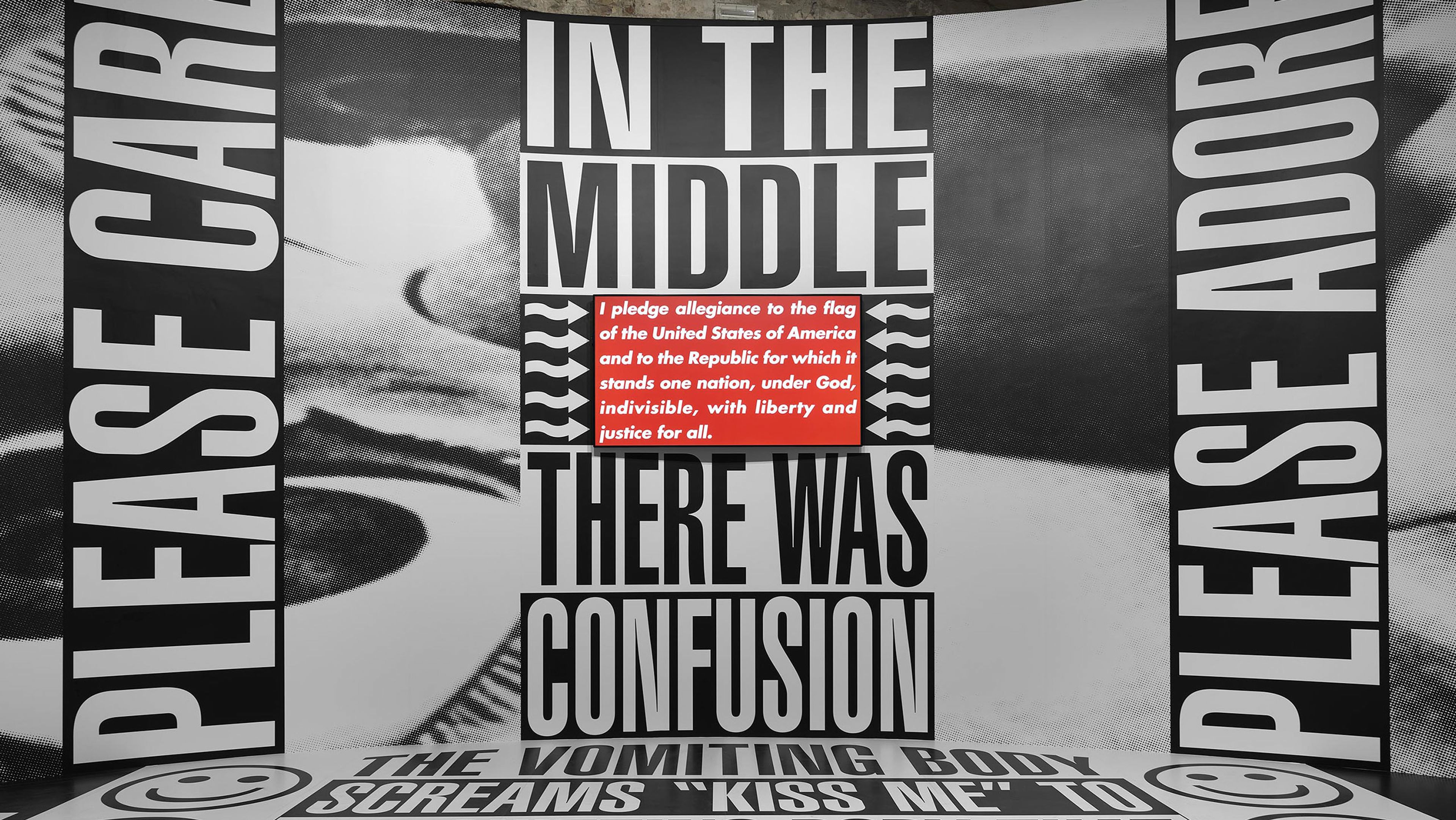 Installation view of Barbara Kruger at the 59th International Art Exhibition of La Biennale di Venezia, The Milk of Dreams, dated 2022.