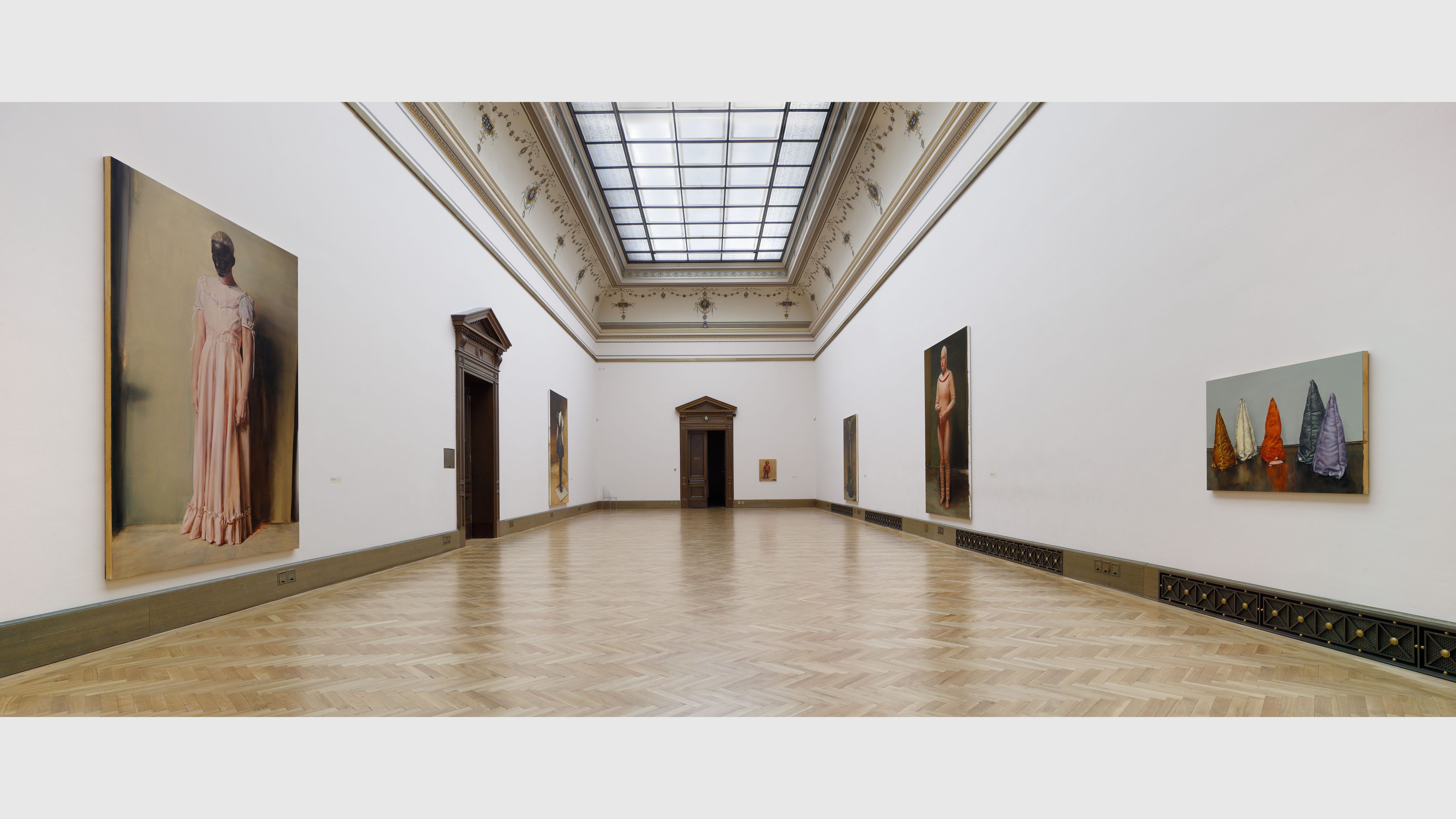 Installation view of a Michael Borremans exhibition