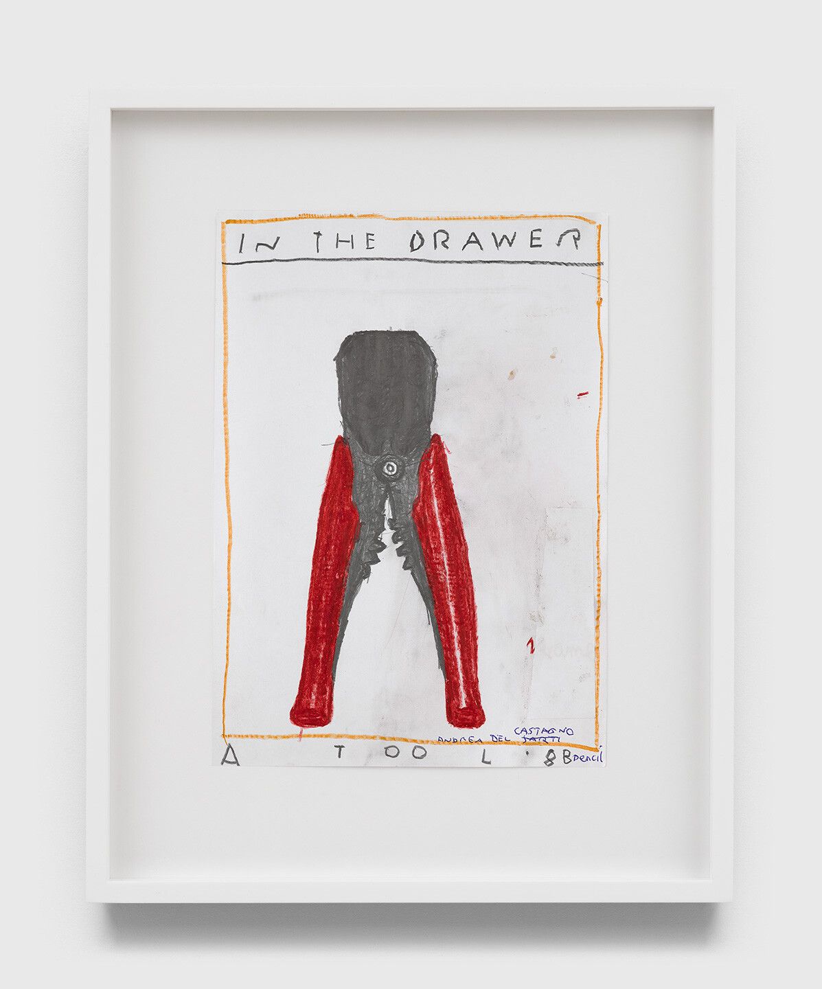 A collage on paper by Rose Wylie, titled Tool, dated 2020.