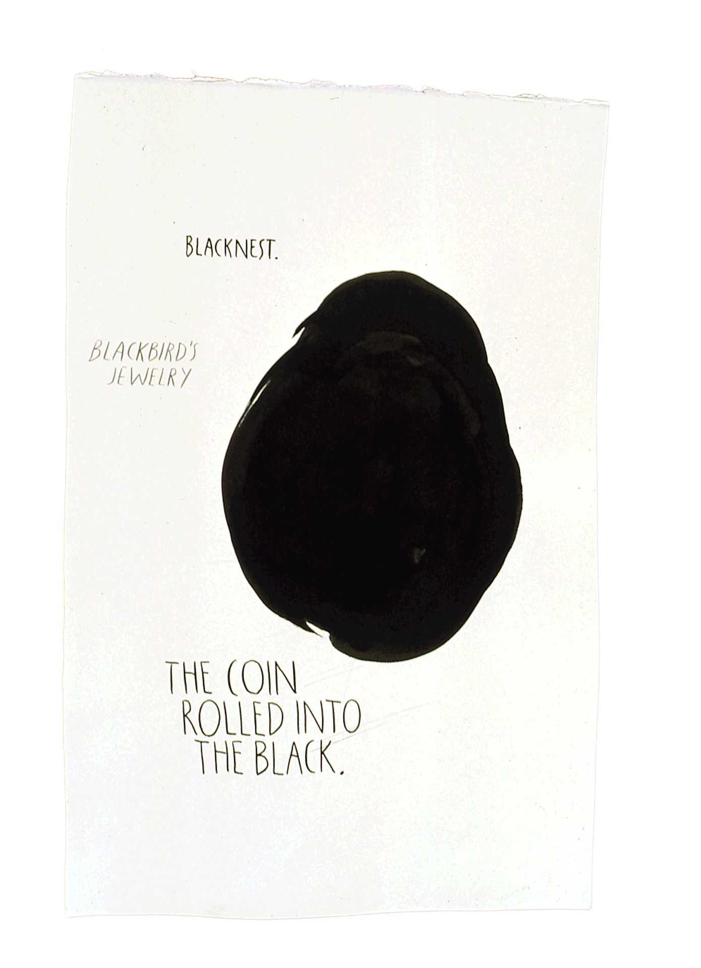 A drawing by Raymond Pettibon, titled No Title (Blacknest. Blackbird's), dated 1991.