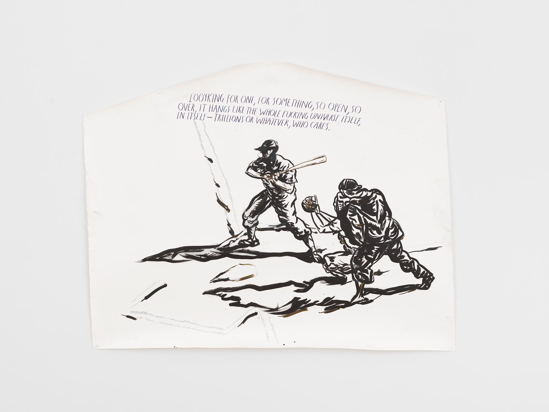 A drawing by Raymond Pettibon titled No Title (Looyking for one...), dated 2017.
