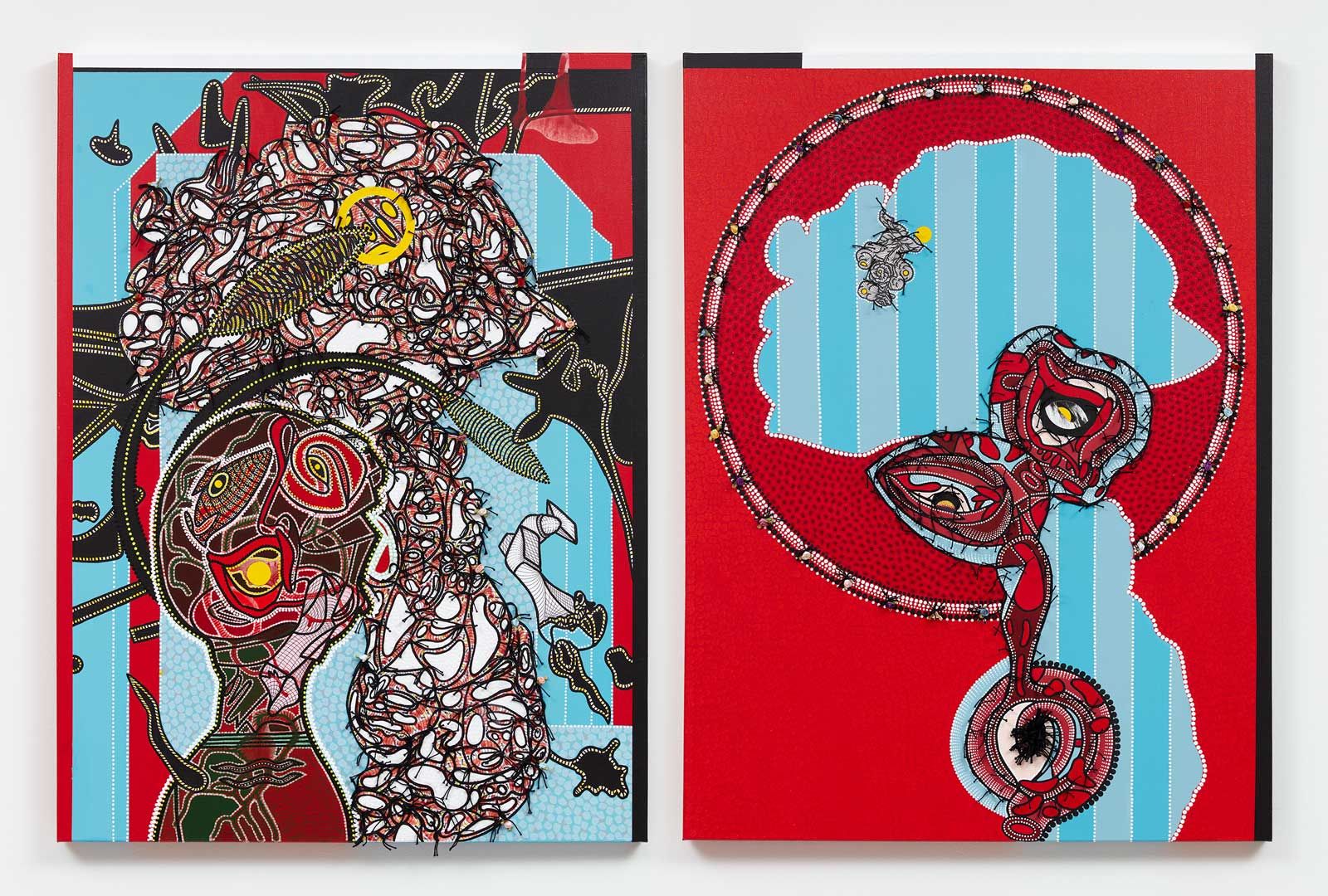 A mixed media piece by Franklin Williams titled Huan O Blossom, dated 2017.