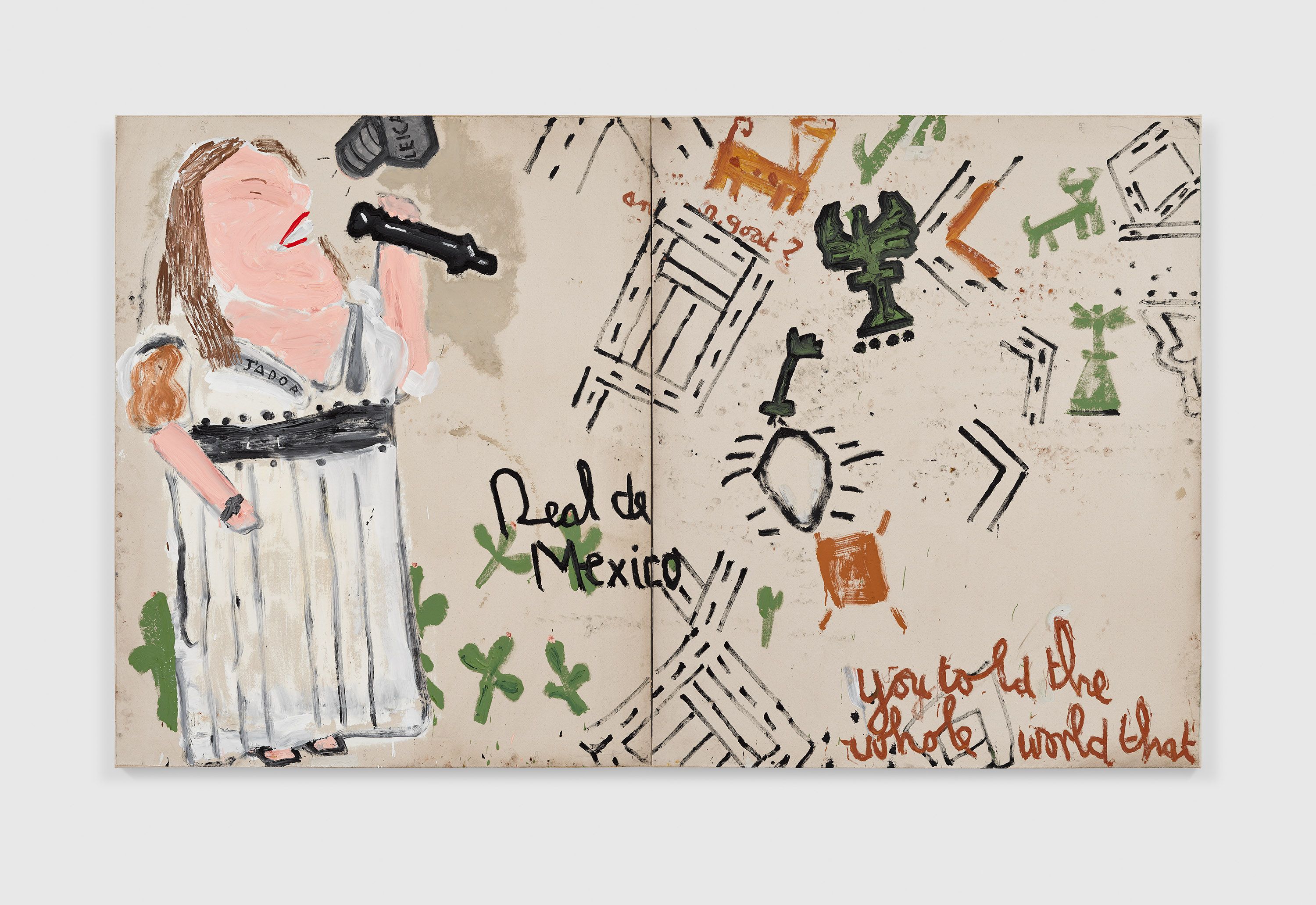 A painting by Rose Wylie, titled Mexican Singer, dated 2023.