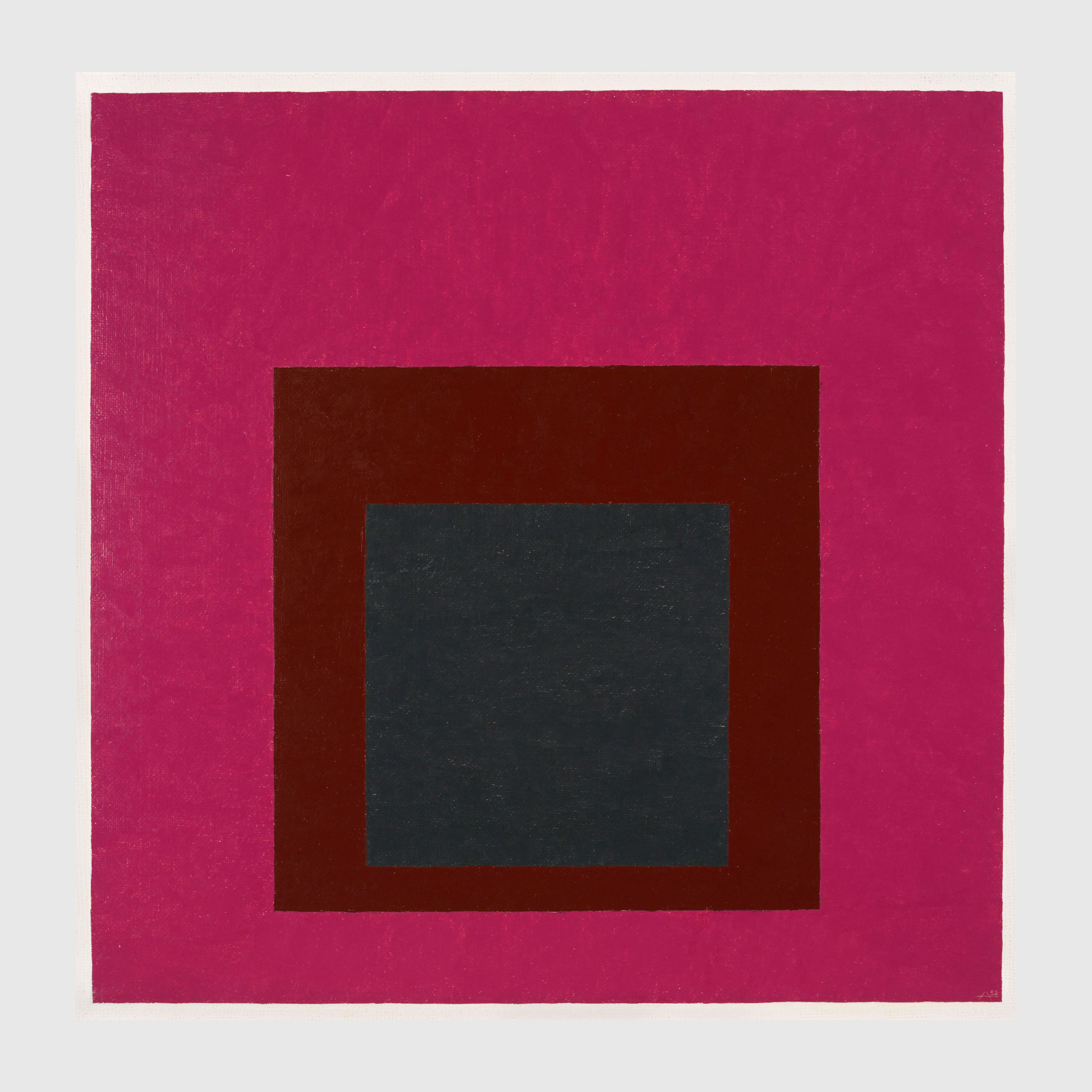 A painting by Josef Albers, titled Homage to the Square: Guarded, dated 1952.