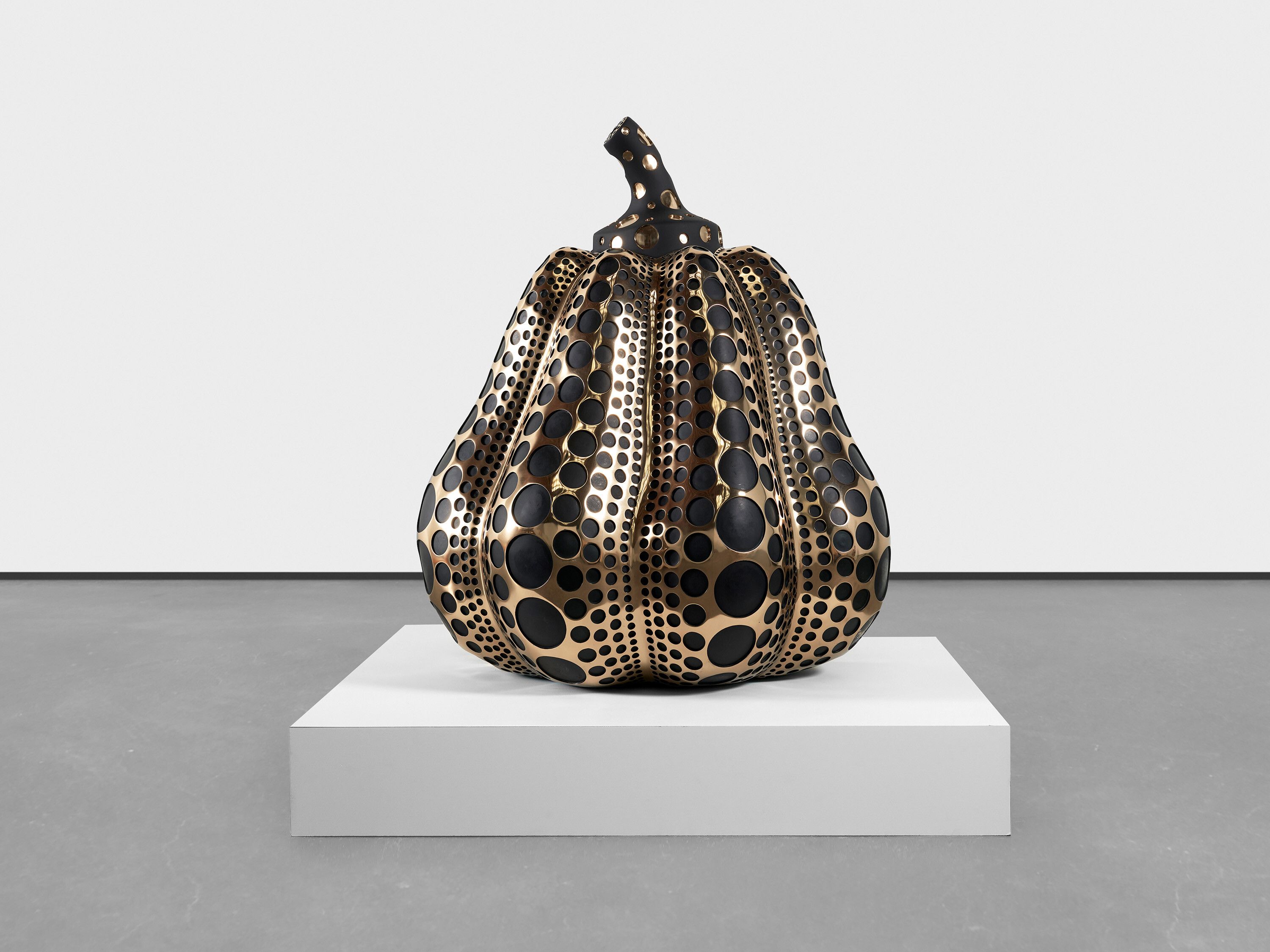 A sculpture by Yayoi Kusama, titled Pumpkin (M), dated 2016.
