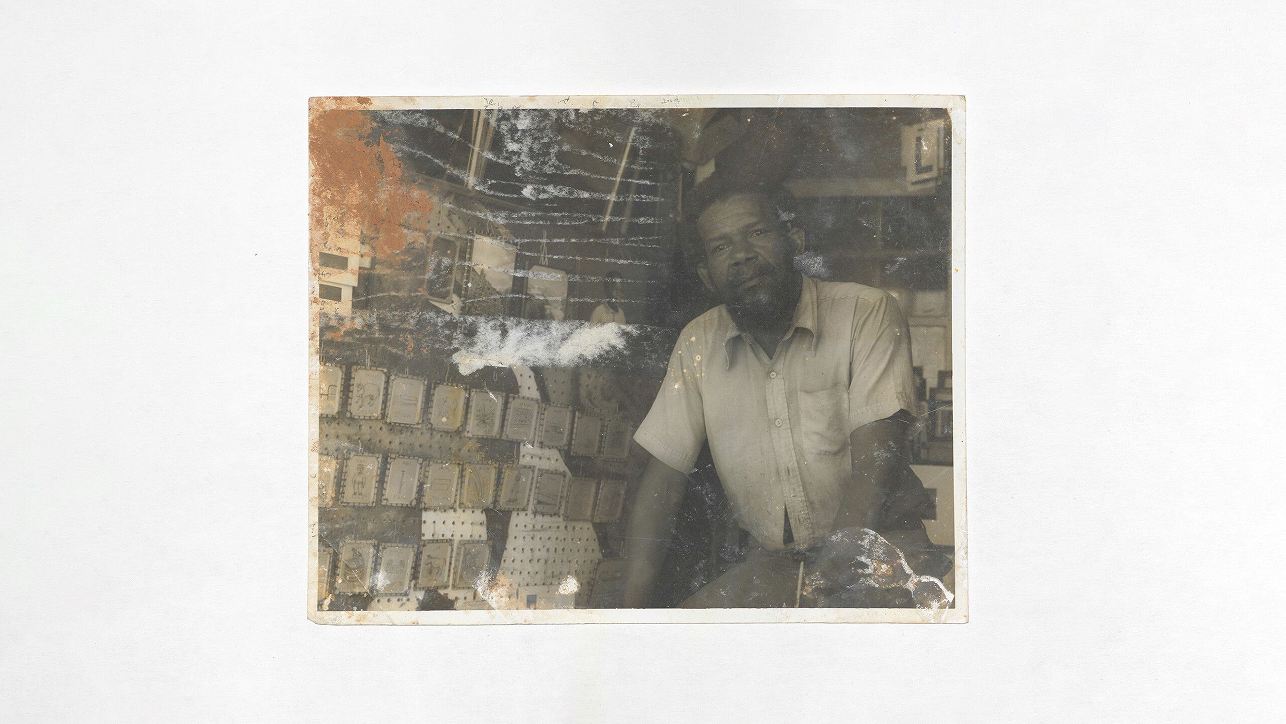 Frank Walter standing in front of his studio in St. John's, Antigua, n.d. [ca. 1975]. © Kenneth M. Milton Fine Arts. Courtesy Kenneth M. Milton Fine Arts