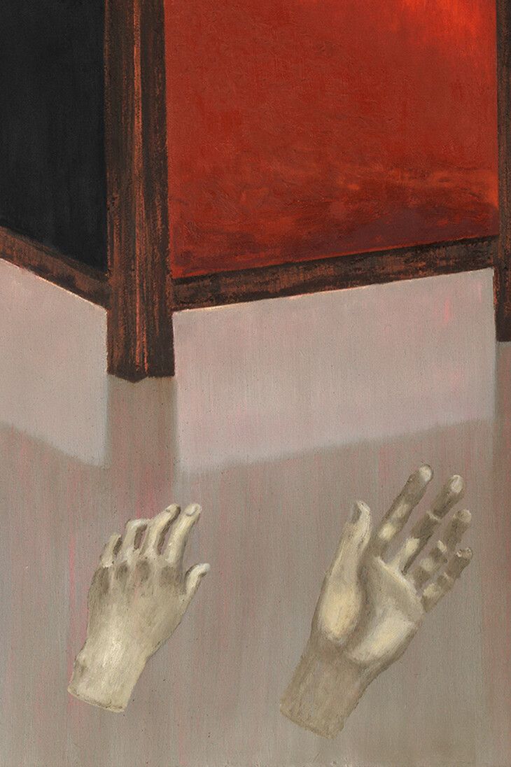 A detail of an artwork by Mamma Andersson, titled Adieu Maria Magdalena, dated 2023
