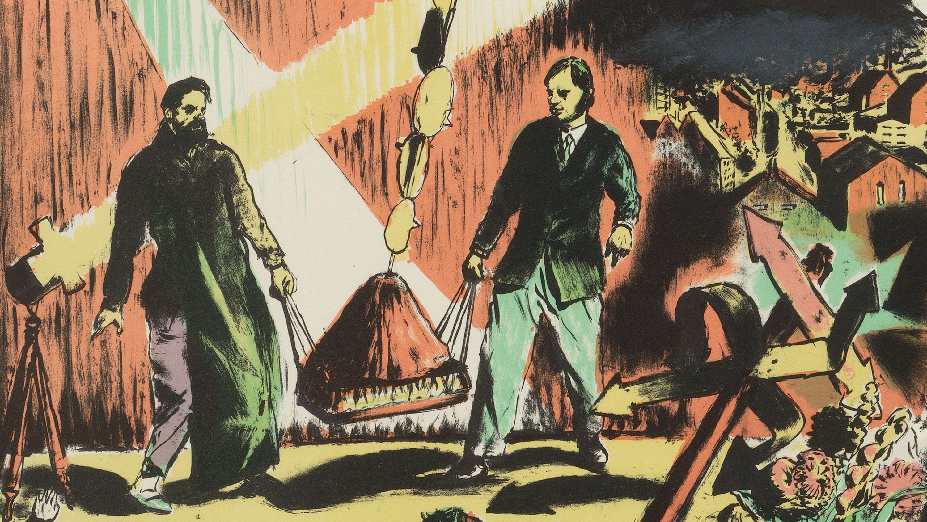 Detail of a work by Neo Rauch titled, "Die große Bühne," dated 2022