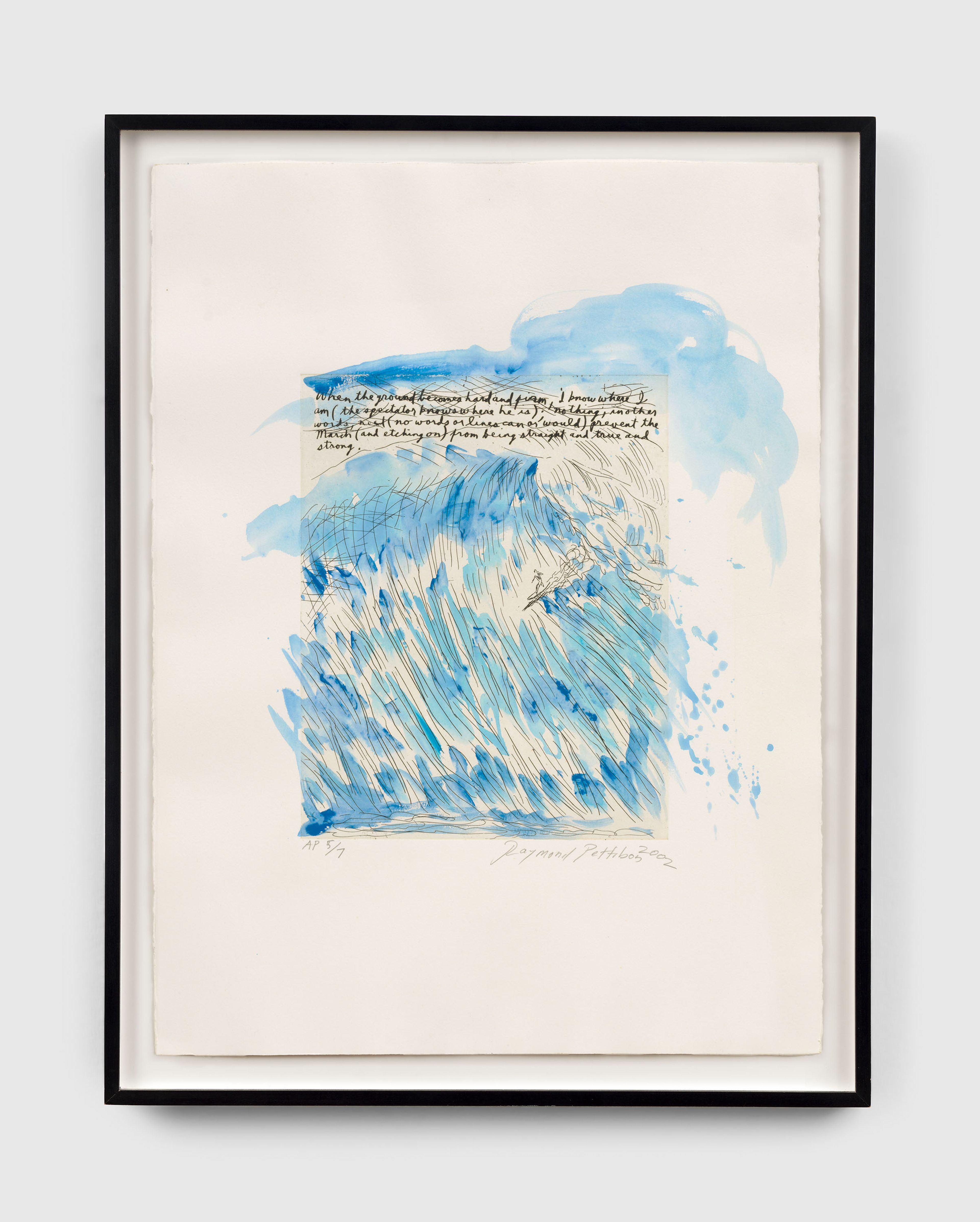 A print by Raymond Pettibon, called No Title (When the ground...), dated 2002.