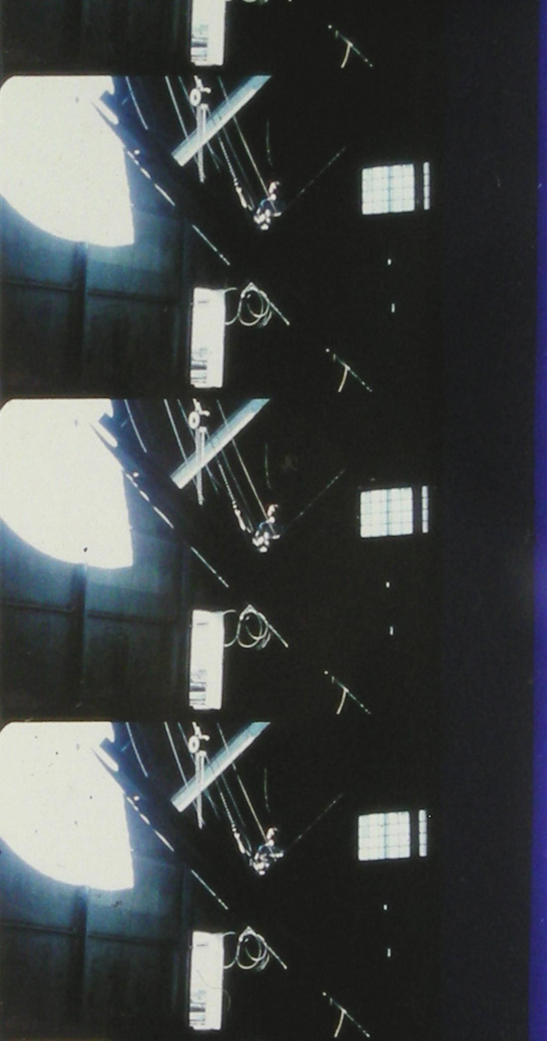 A still from a film by Gordon Matta-Clark, titled Day's End, dated 1975.
