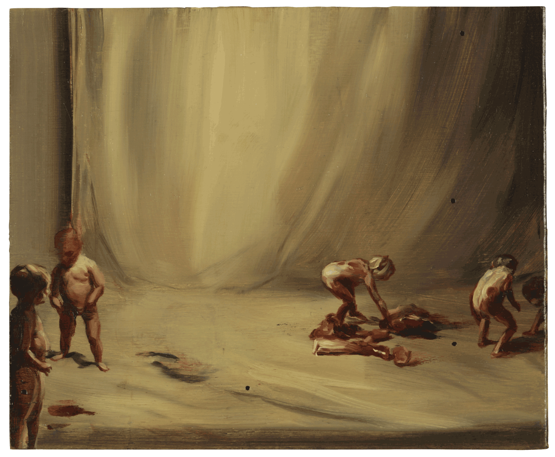 A painting by Michaël Borremans, titled Fire From the Sun, dated 2017.
