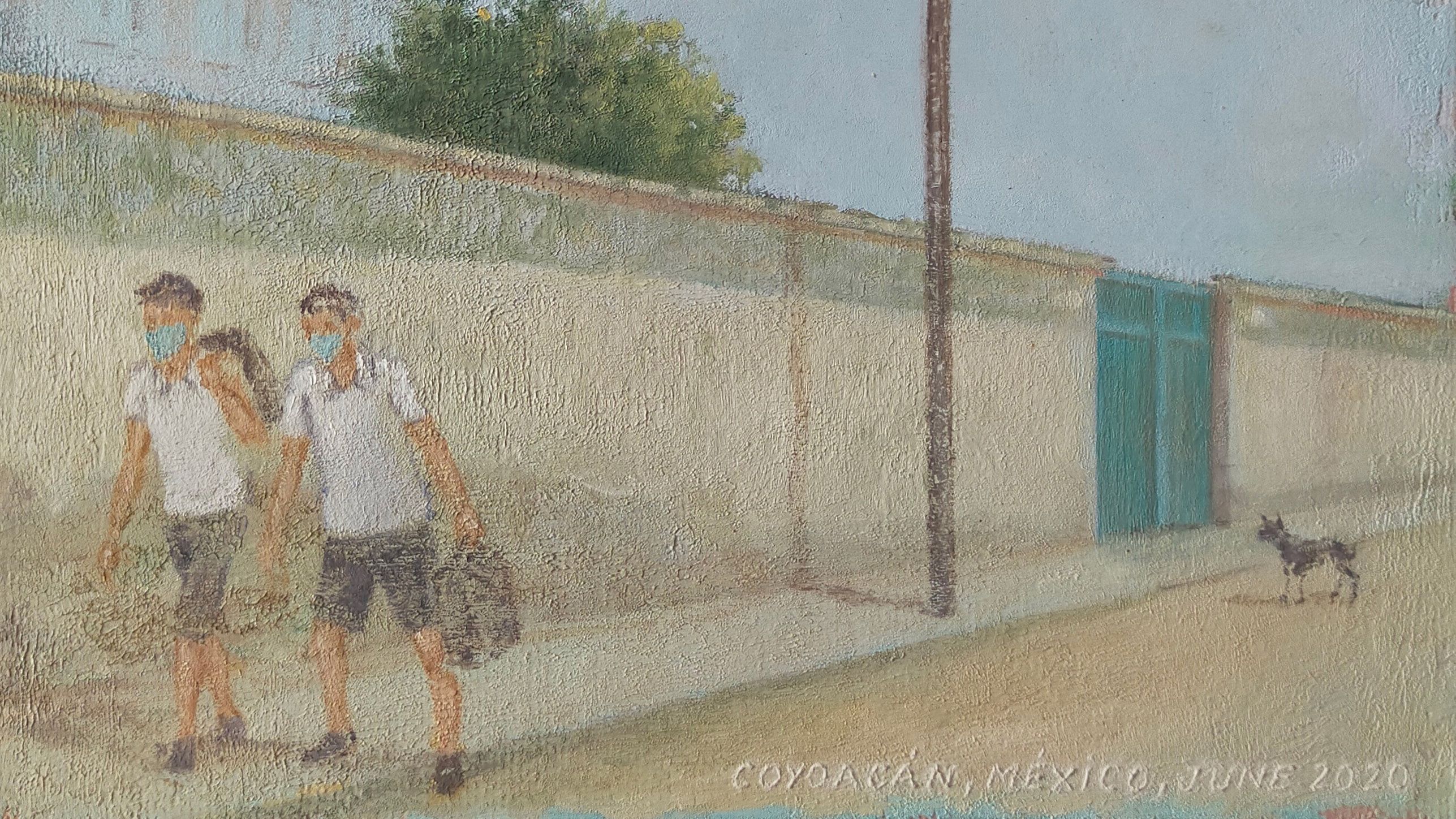 A detail of painting by Francis Alÿs, titled Coyocan, Mexico, June, 2020"