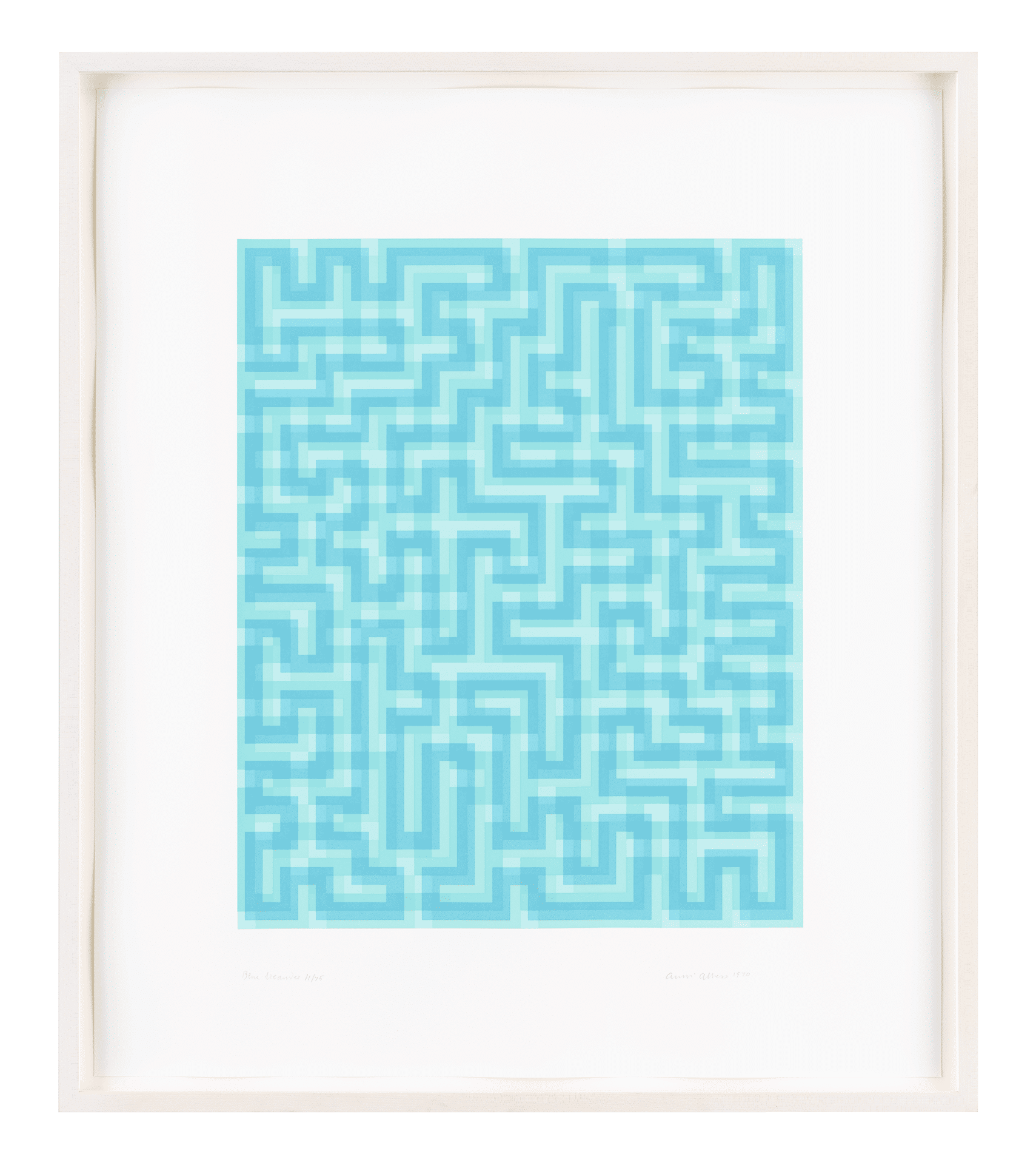 A work on paper by Anni Albers, titled Blue Meander, dated 1970