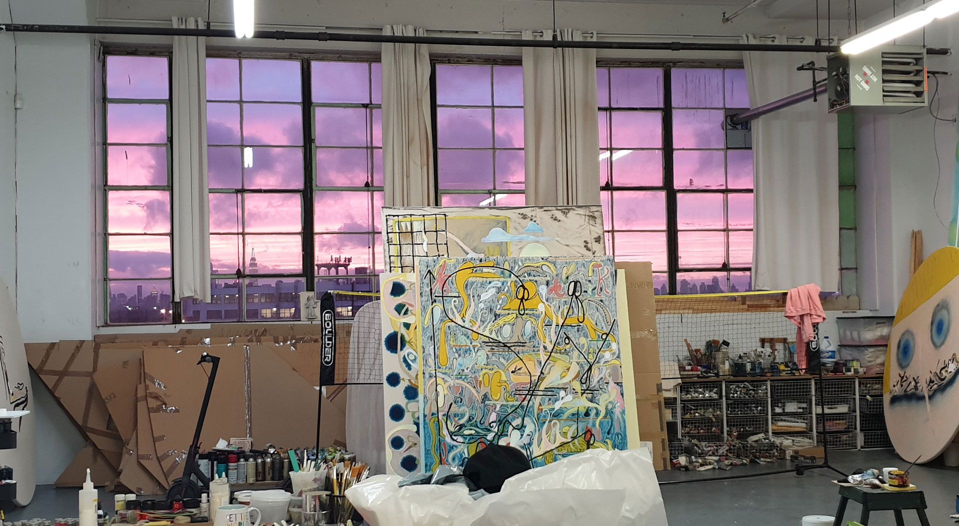 A view of Florian Meisenberg's studio.