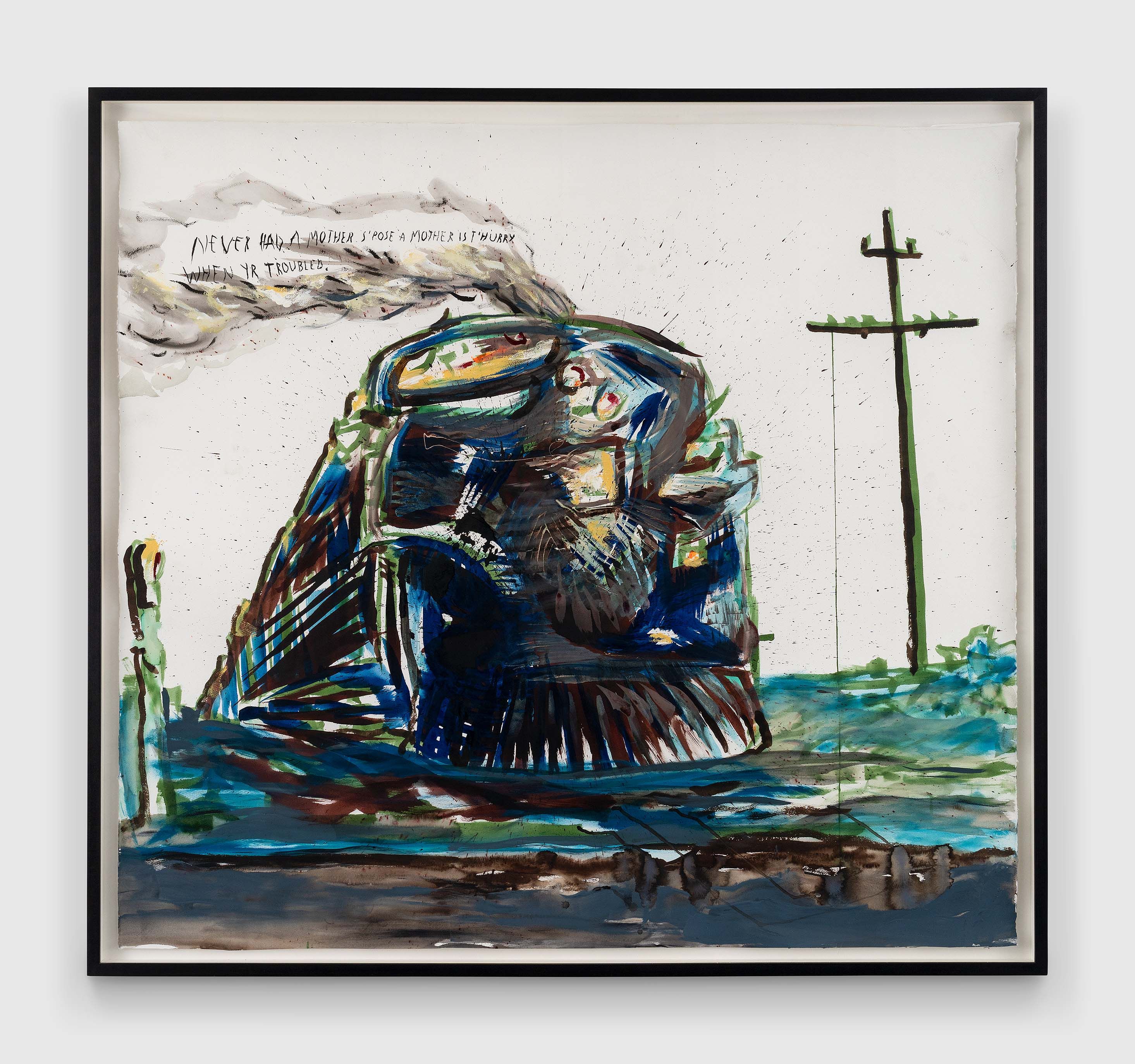 A drawing by Raymond Pettibon, titled No Title (Never had a...), dated 2016.