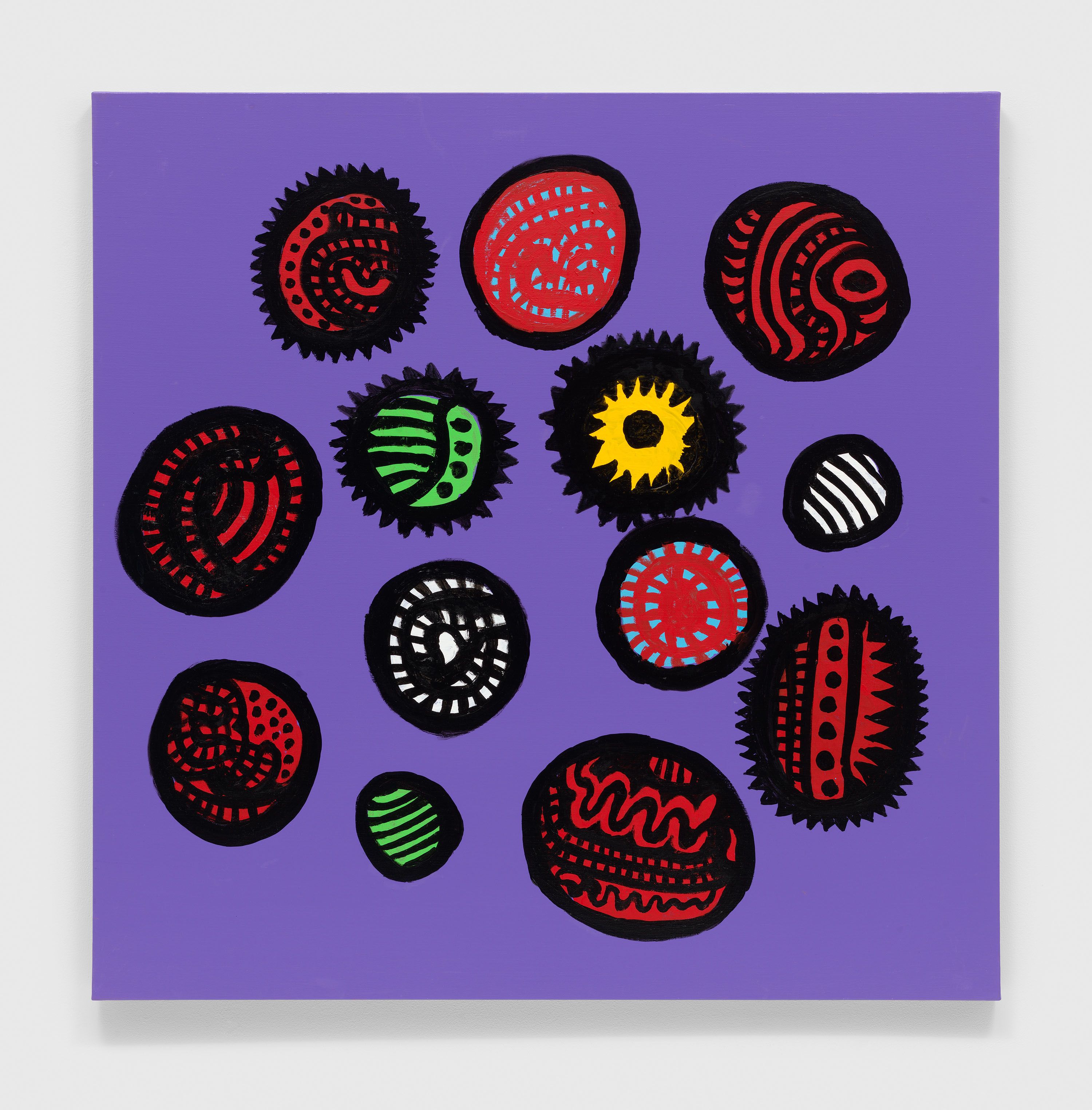 A painting by Yayoi Kusama, titled PLEASE GIVE ME YOUR LOVE WITH HEAVENLY BEAUTY, dated 2020. 
