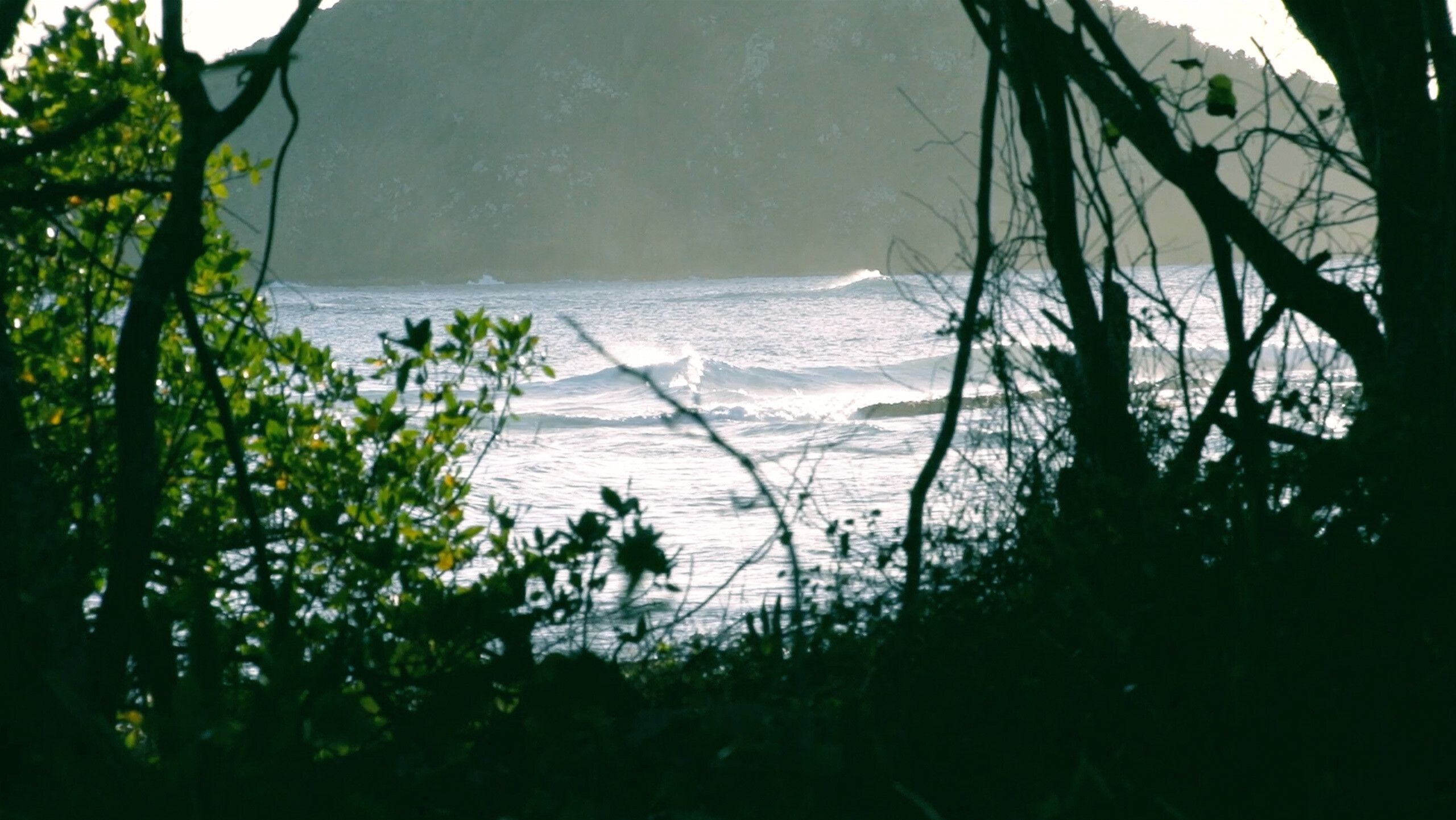 A still from a video by Thomas Freund depicting a view of the sea in Antigua, dated 2022.