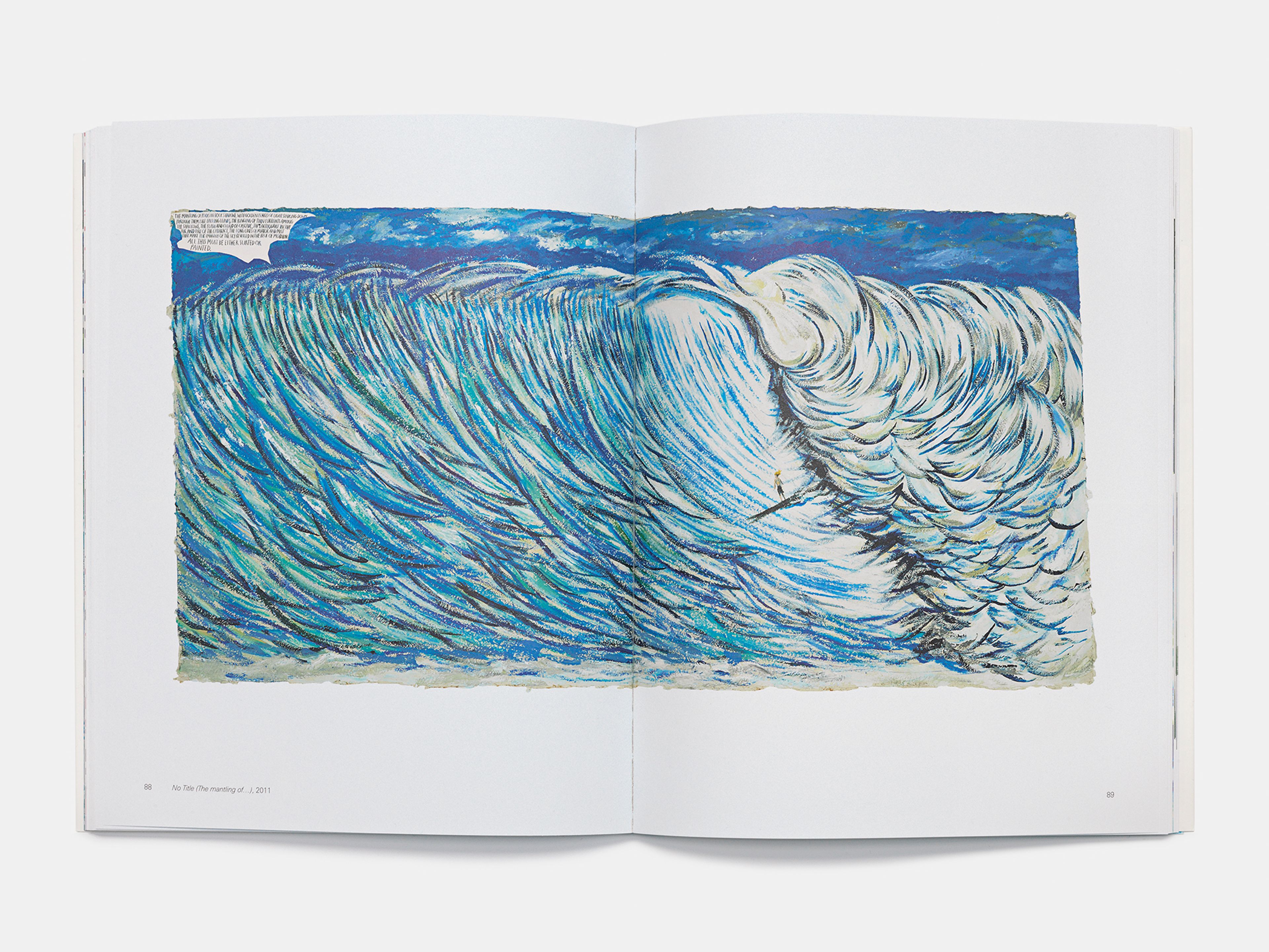 Interior spread from a book titled Raymond Pettibon: Surfers 1985-2015, published by David Zwirner Books in 2015
