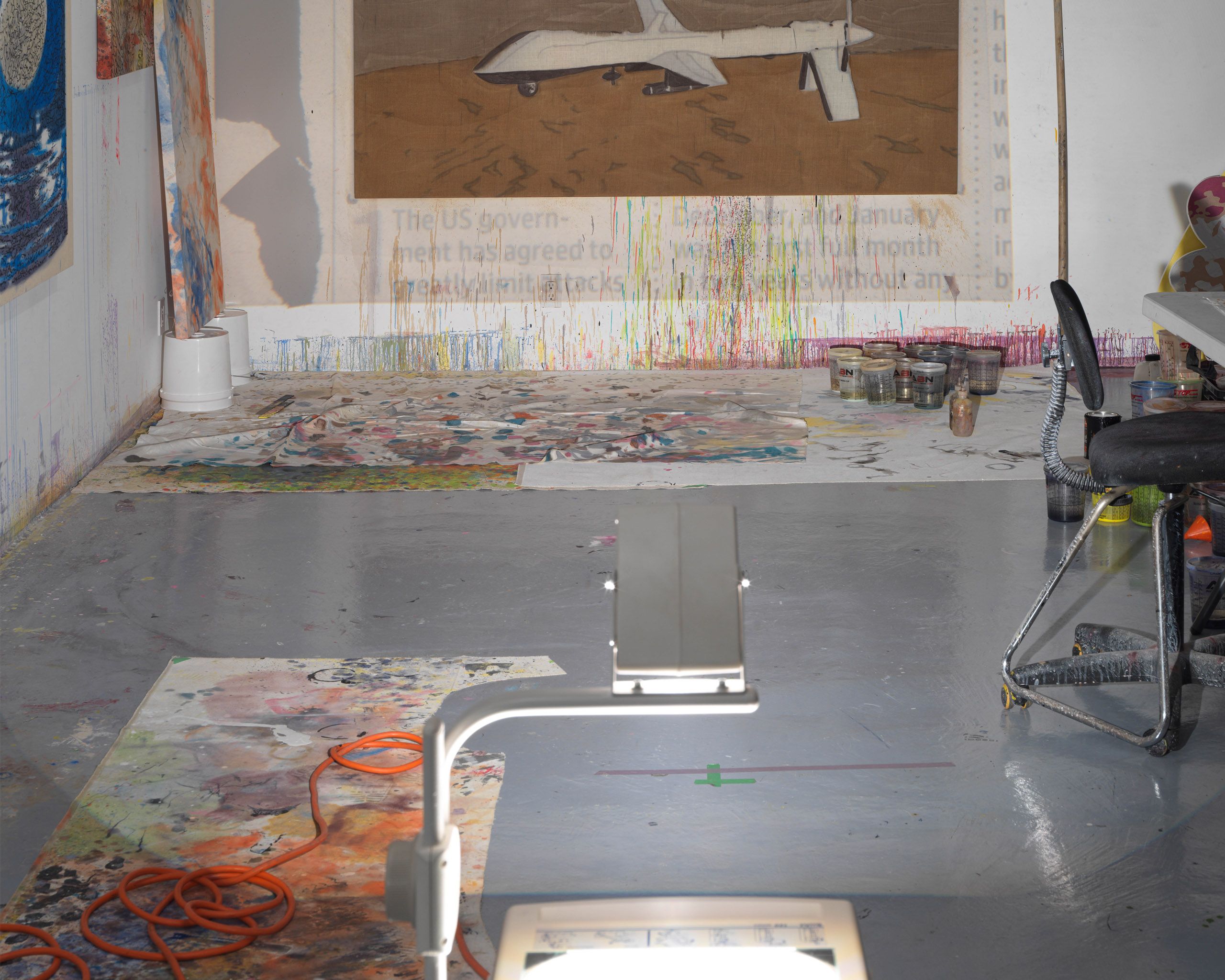 View of a work in progress in Nate Lowman’s studio in 2021
