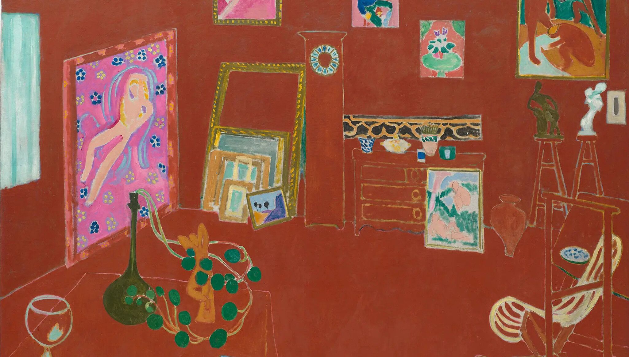A detail of an artwork by Henri Matisse, titled L'Atelier Rouge, dated 1911