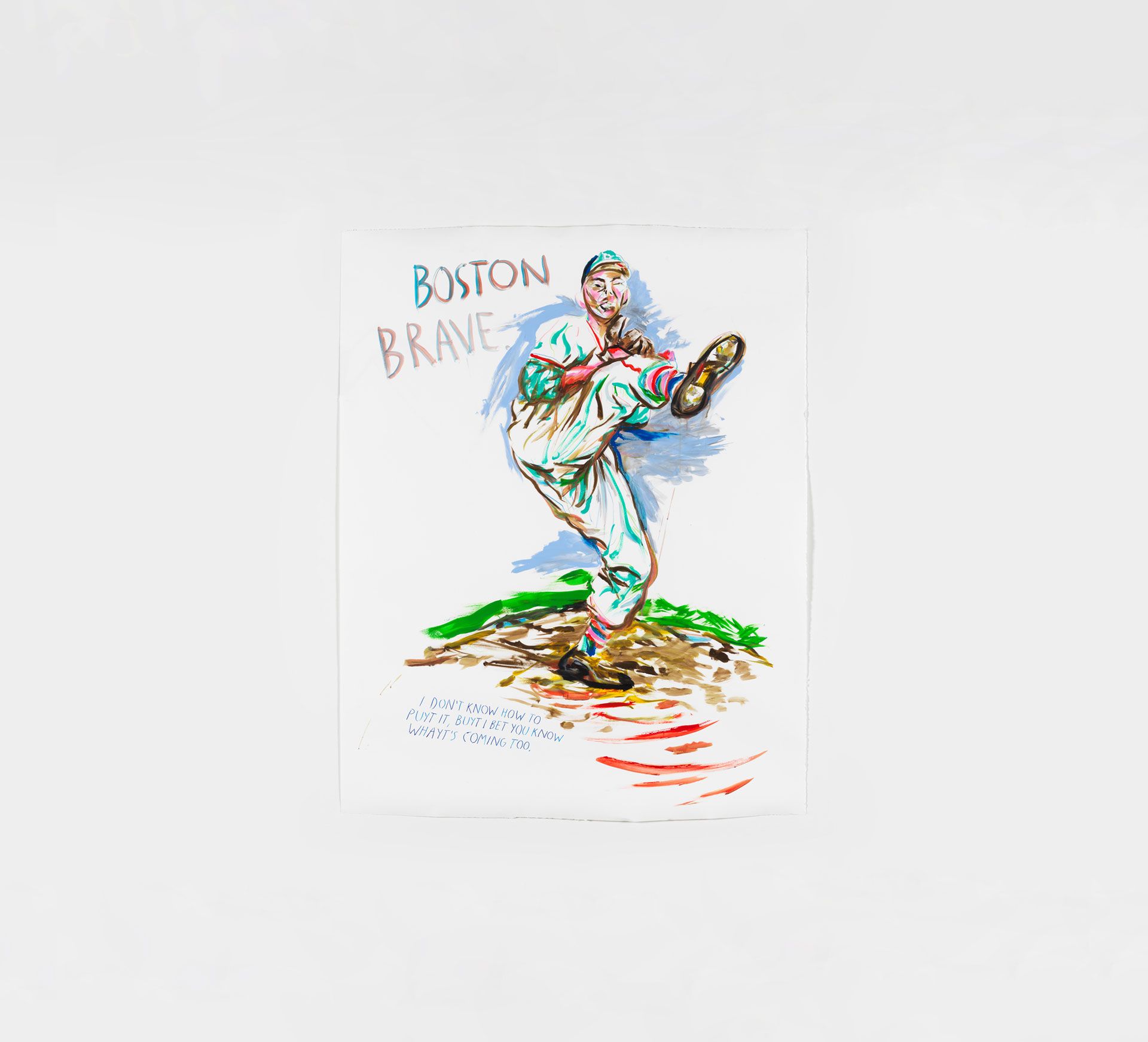 A drawing by Raymond Pettibon, titled No Title (Boston Brave), dated 2017.