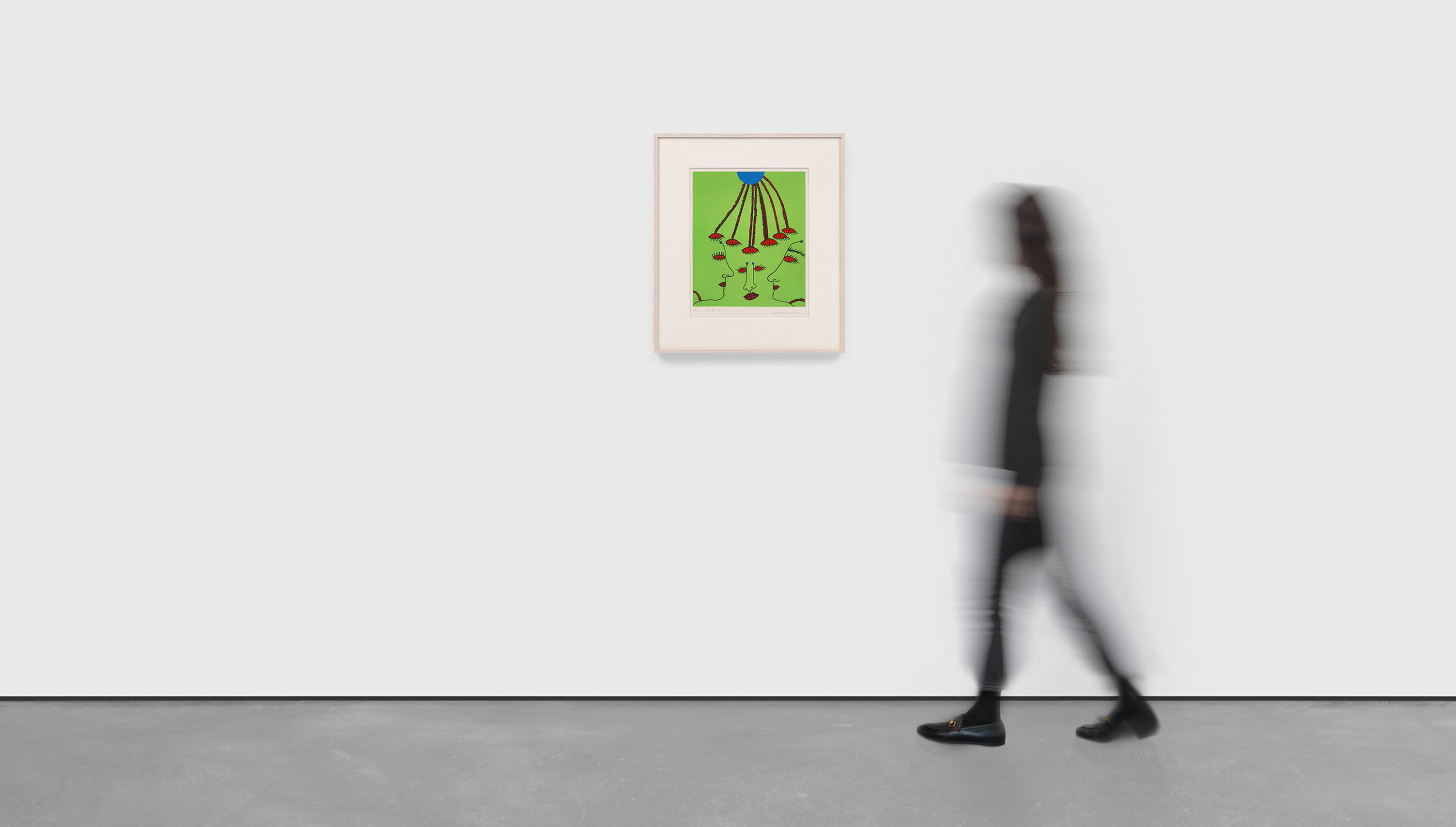 Installation view of Yayoi Kusama prints