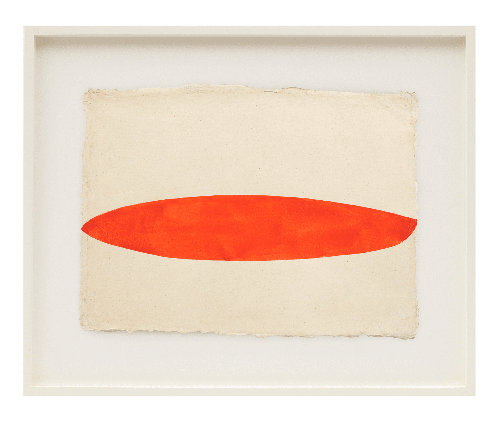 A work on paper by Suzan Frecon titled vermilion solo, dated 2019.
