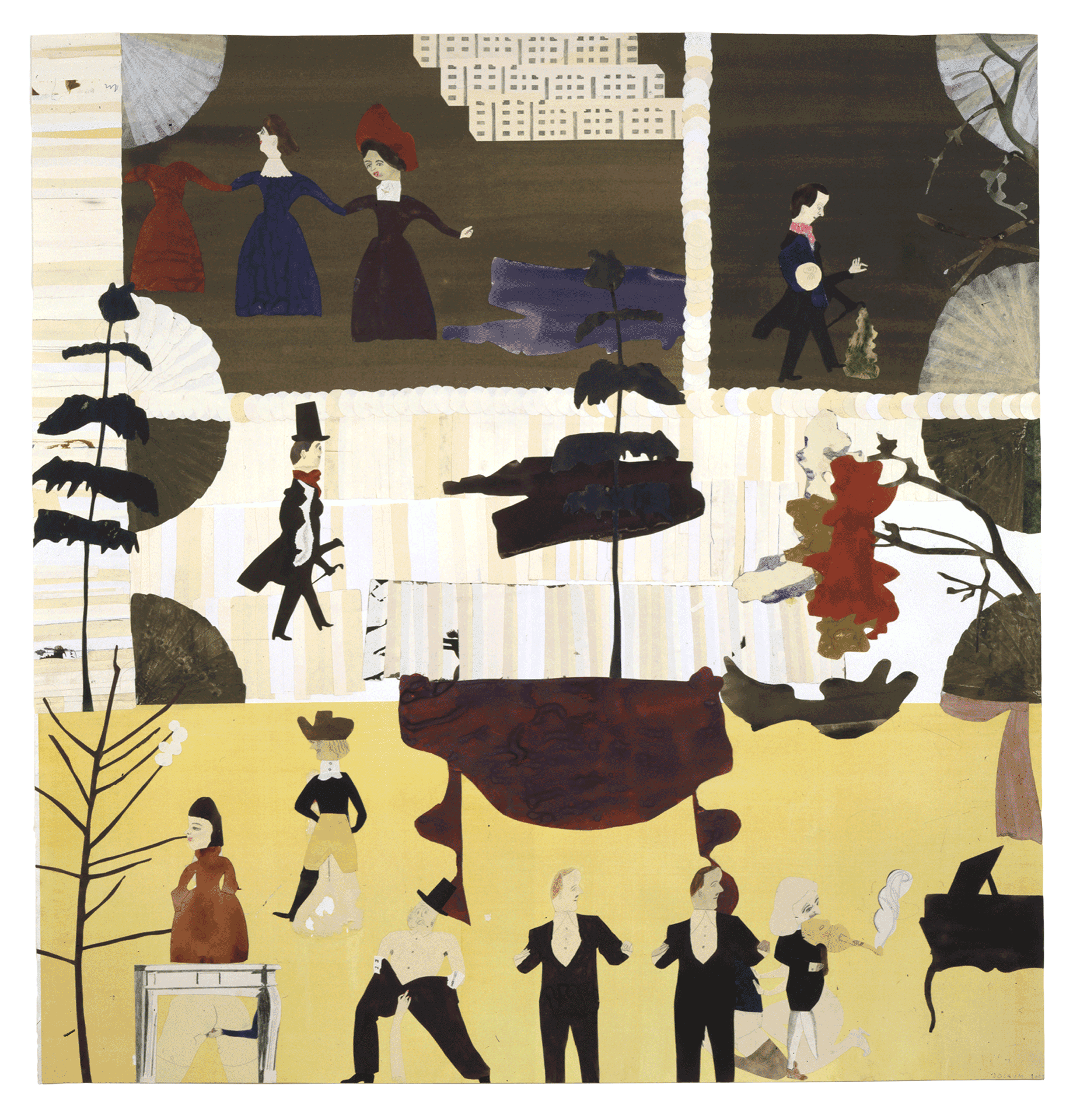 A work on paper by Jockum Nordström, titled Burghers, Duties and Favours, dated 2002