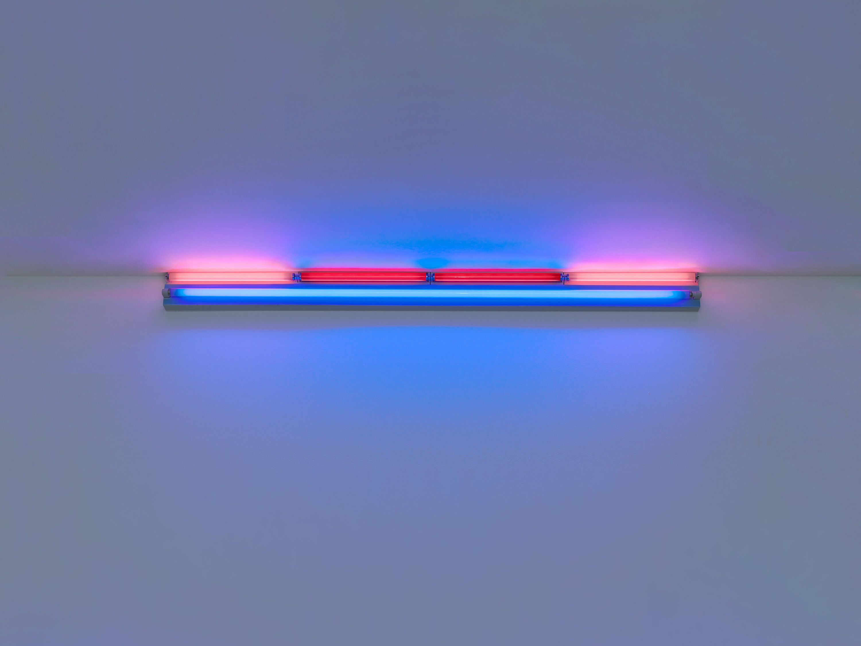 An untitled neon sculpture by Dan Flavin, dated 1976.