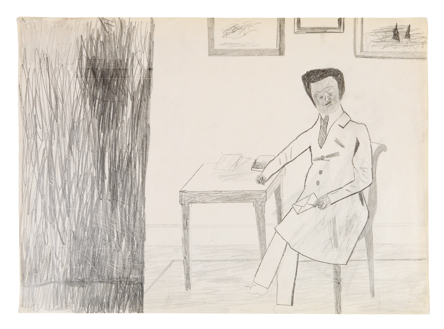 A drawing by Jockum Nordstrom, titled Jag har en hund/I have a dog, dated 2019.