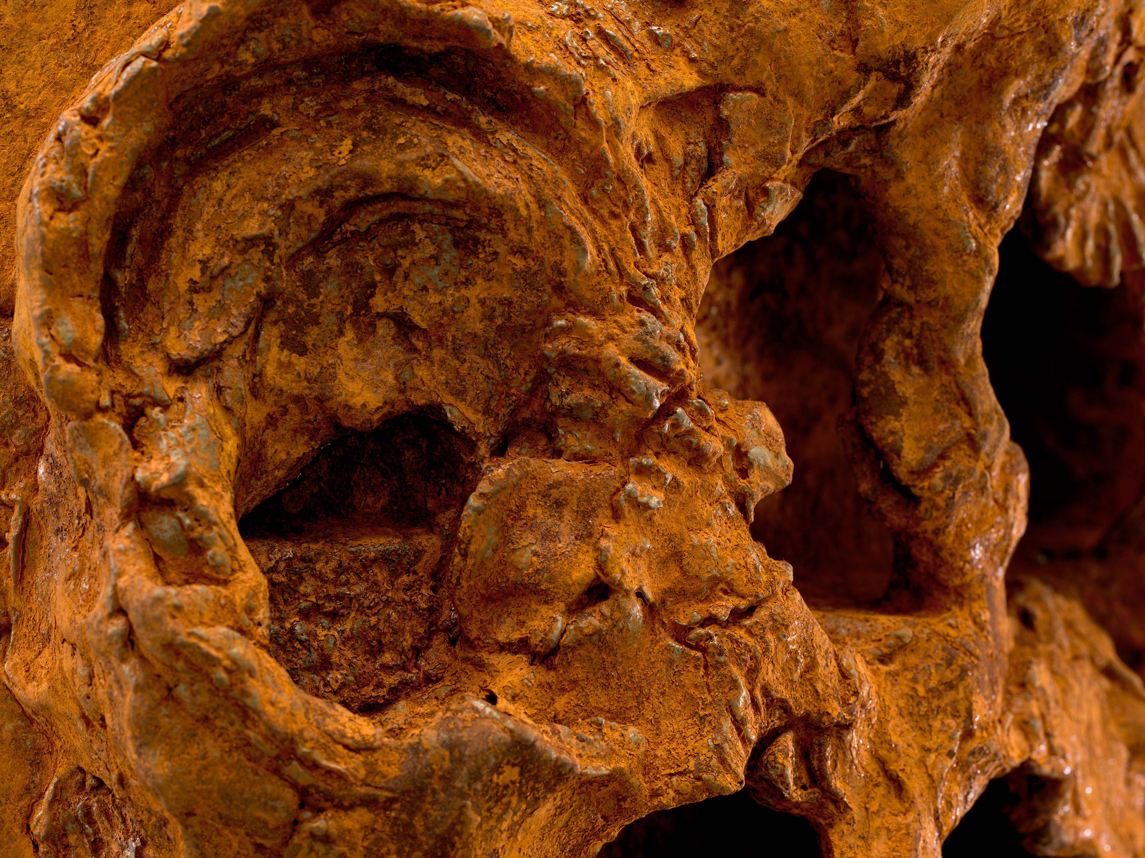 A detail from a sculpture by Huma Bhabha, titled The Other Side, dated 2024.