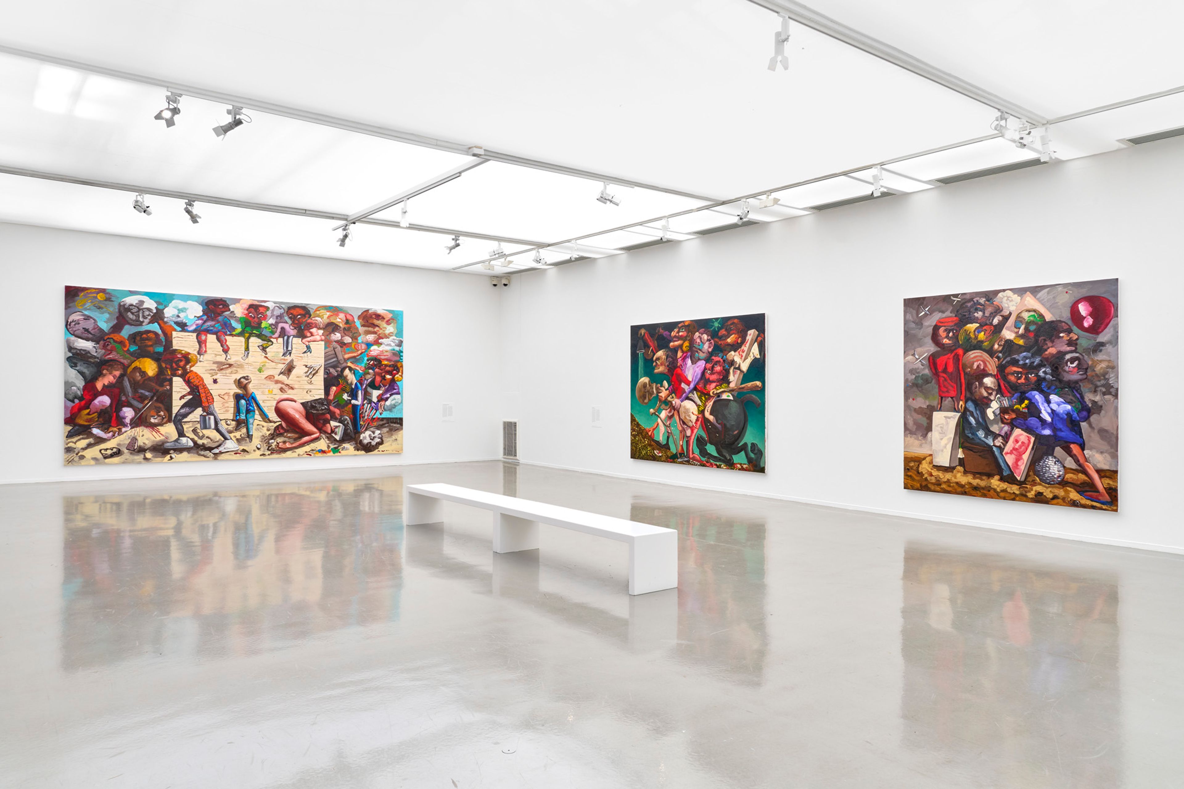 Installation view of the exhibition "Dana Schutz: Le monde visible," at the Musée d’art Moderne de Paris, 2023