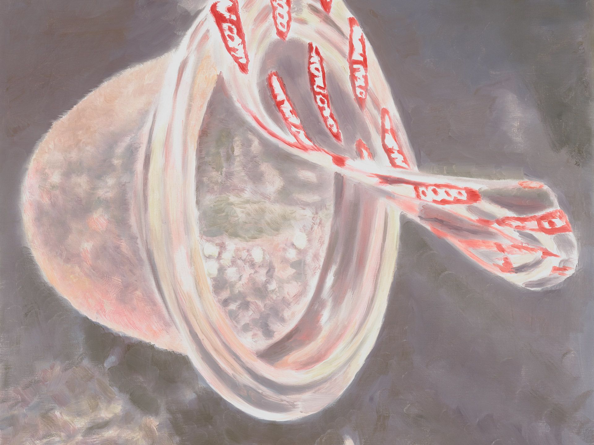 A detail from a painting by Luc Tuymans, titled Container, dated 2019
