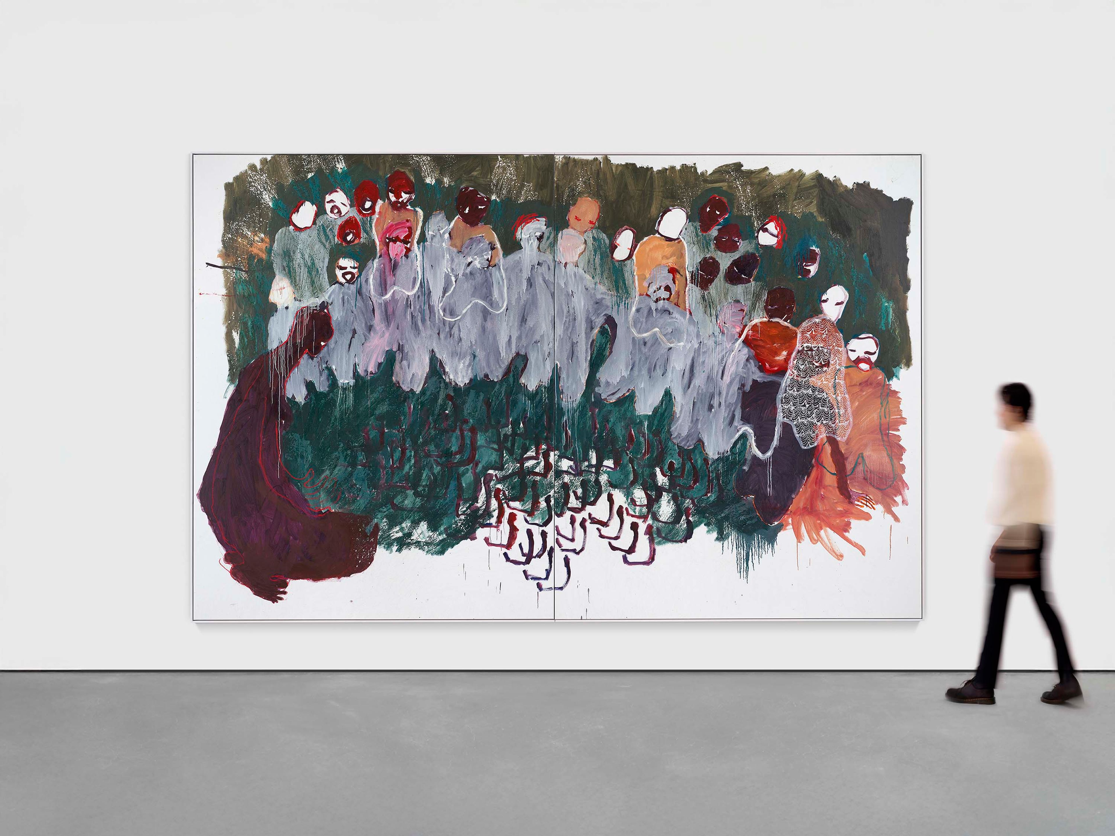 A painting by Portia Zvavahera, titled Kubudiswa (redeemed), dated 2025.