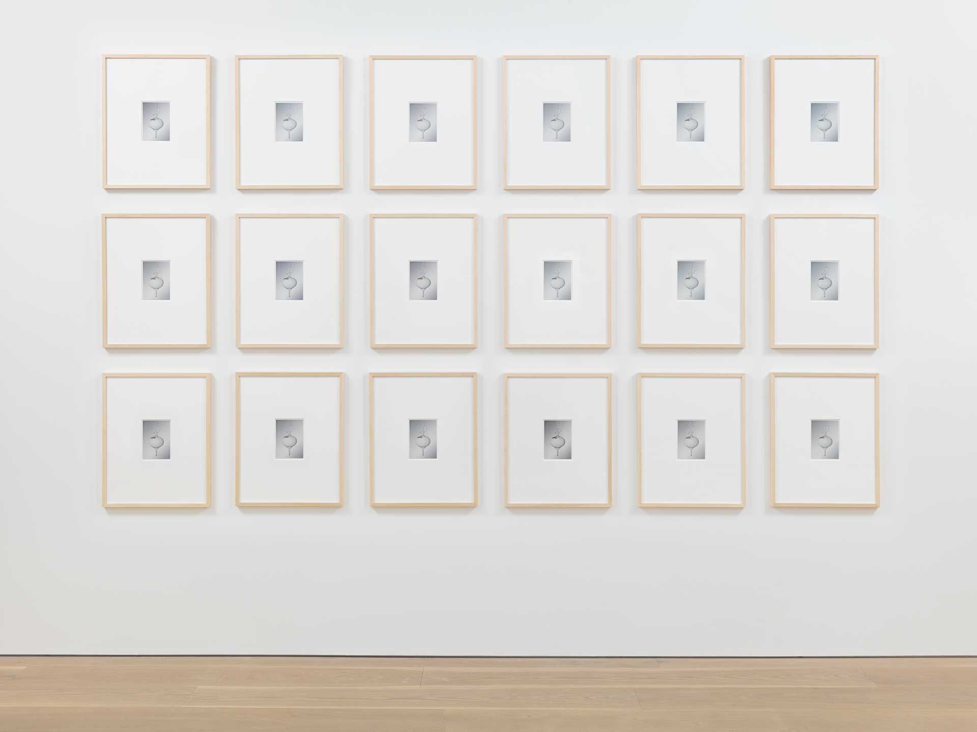 A work by Sherrie Levine comprised of 18 postcards, titled After Duchamp 3: 50cc of Paris Air, dated 2012.