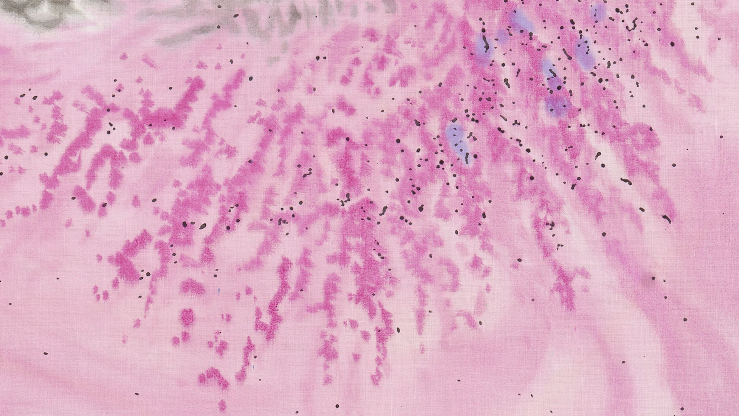 A detail of a painting by Nate Lowman titled Irma, dated 2022