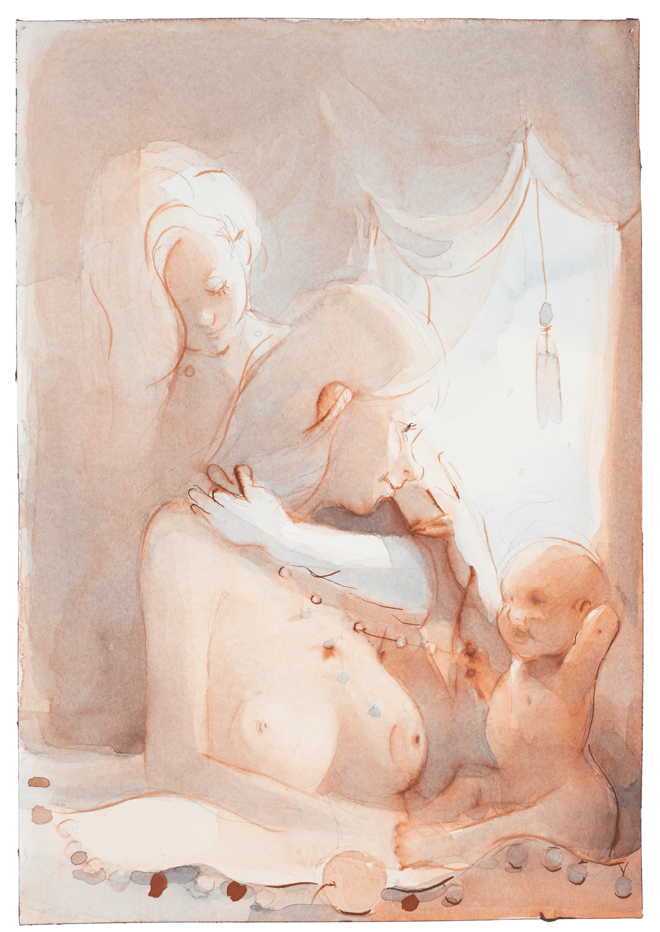 A watercolor painting by Lisa Yuskavage, titled Boy, dated 2006.