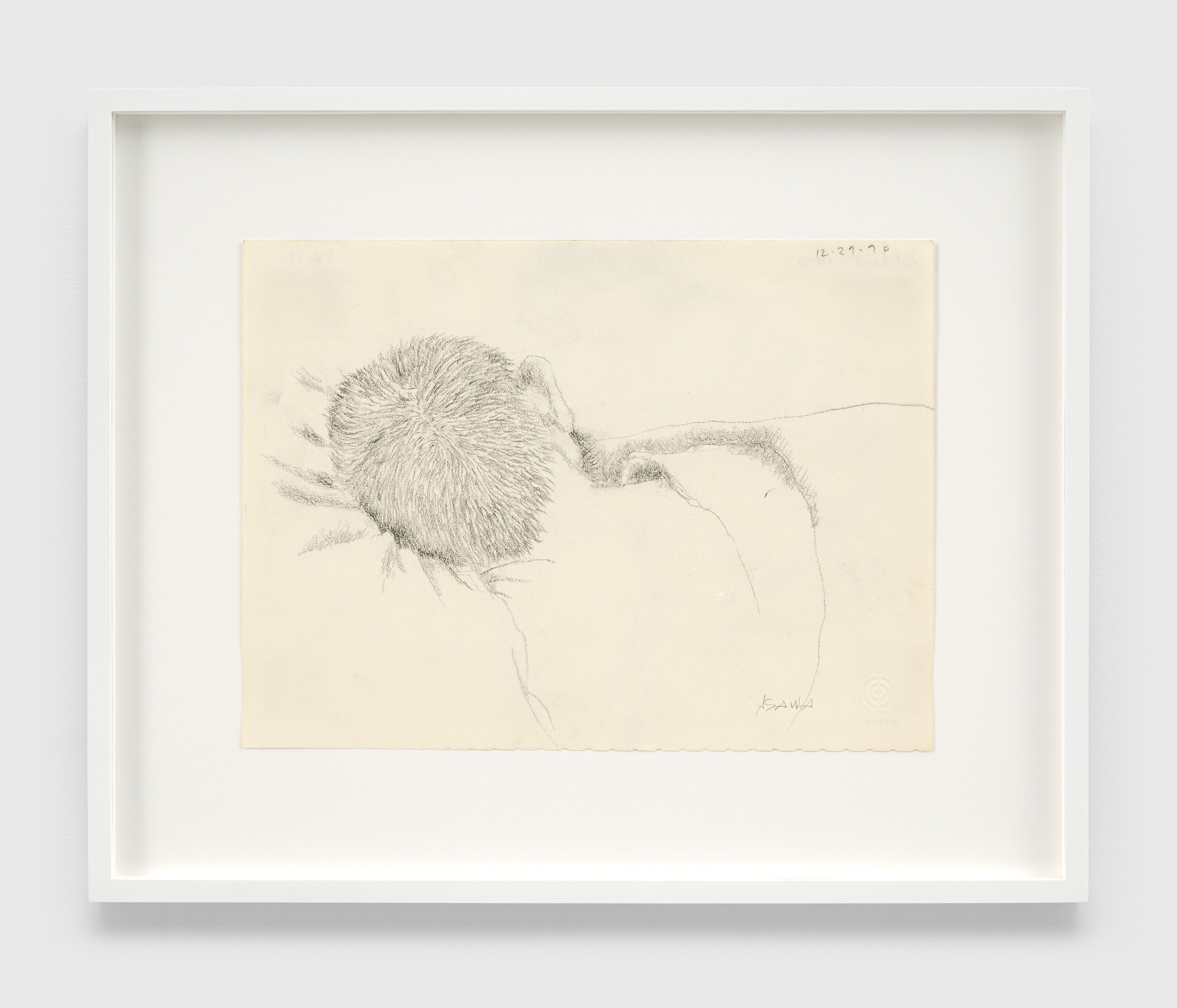 A graphite pencil on paper artwork by Ruth Asawa, titled Untitled (FF.1114, Albert Lanier Sleeping), dated 1970.