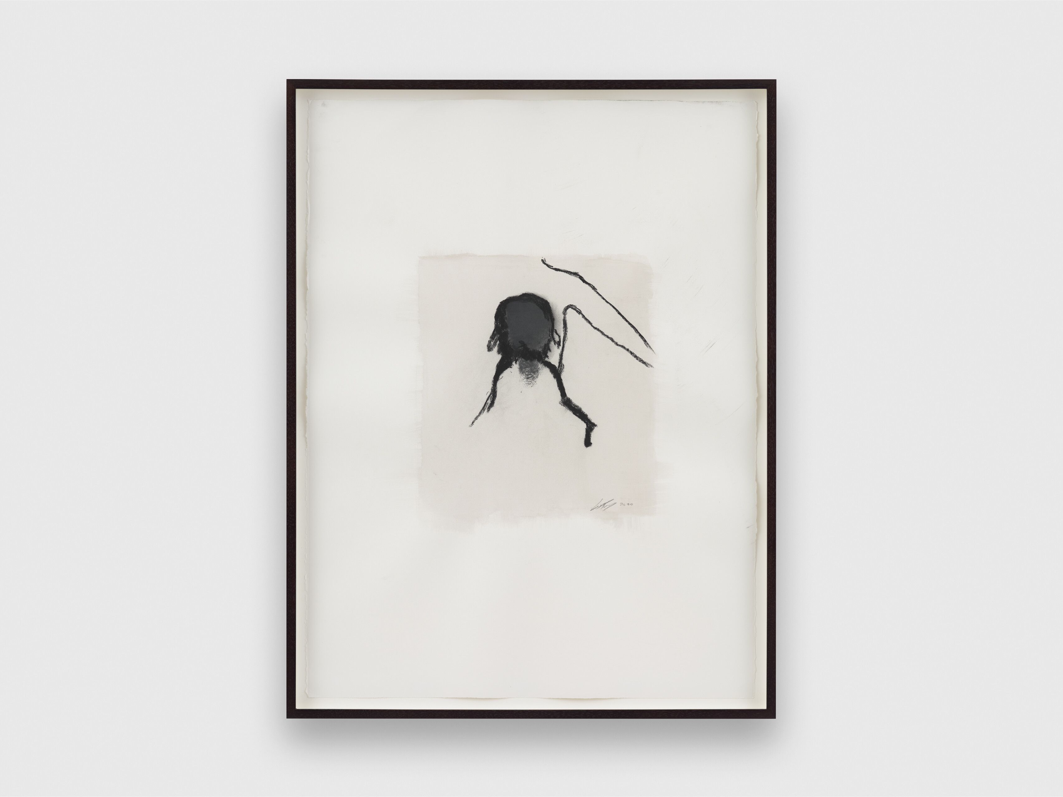 A charcoal and watercolour work on paper by Luc Tuymans, titled Study, dated 2020.