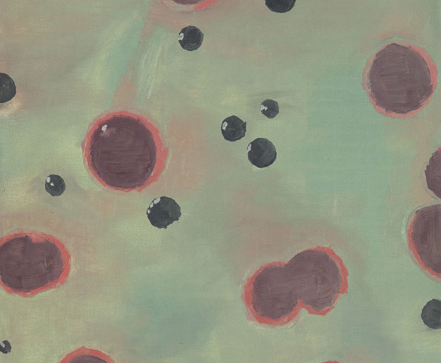A detail of an artwork by Luc Tuymans, titled Bloodstains, dated 1993. Private Collection