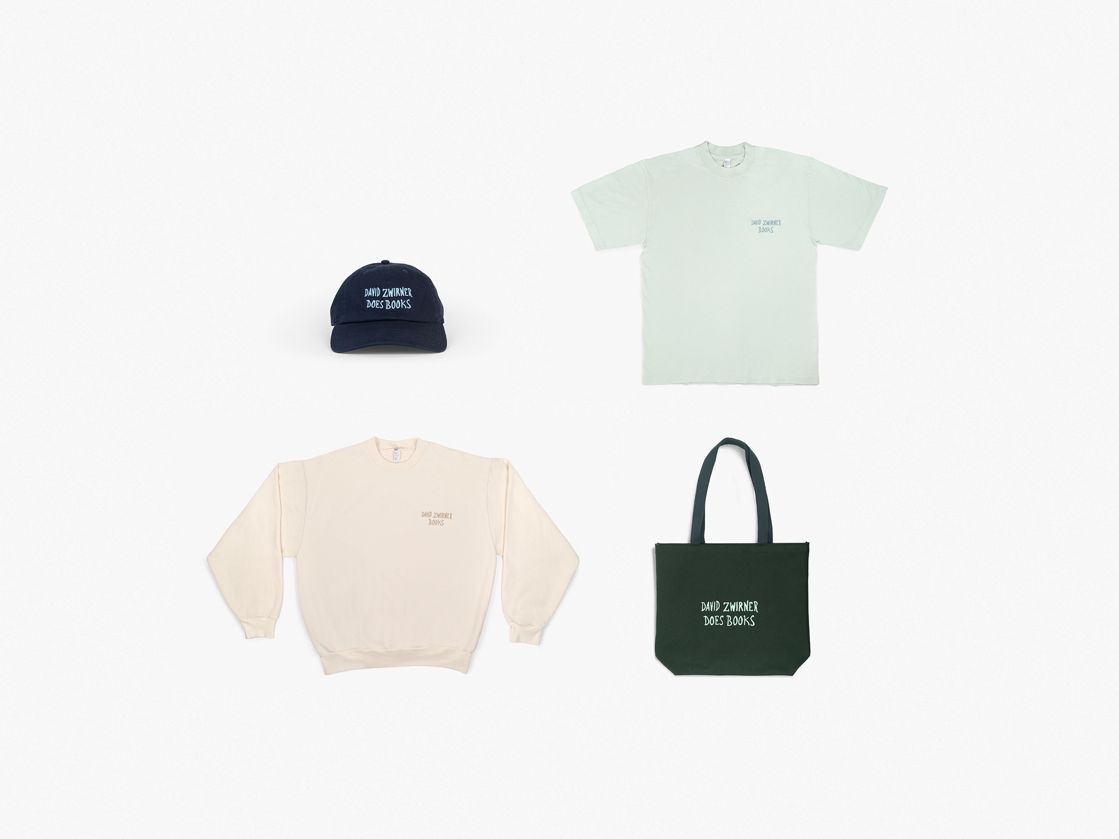 Suite of artist-designed merchandise by Marcel Dzama for David Zwirner Books