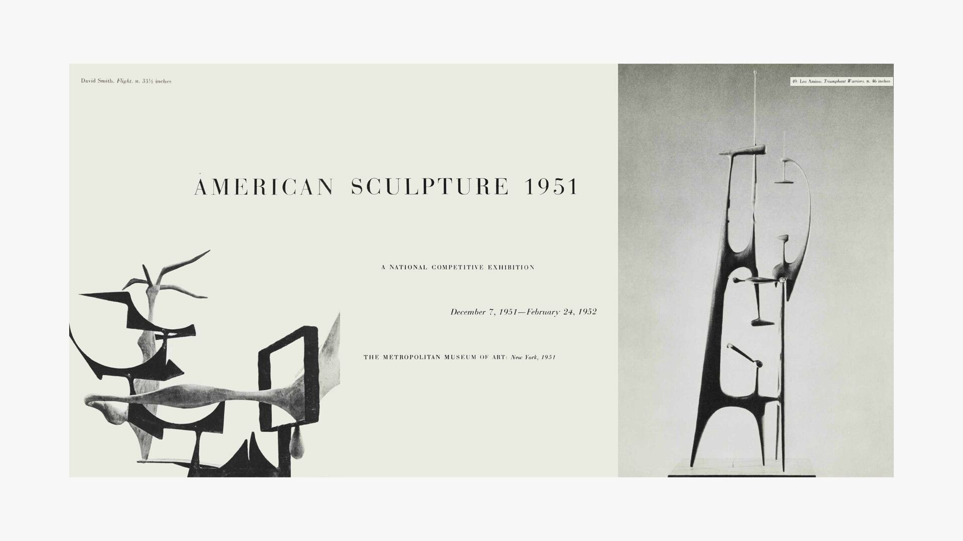 A catalogue titled American Sculpture 1951, published by The Metropolitan Museum of Art, 1951.