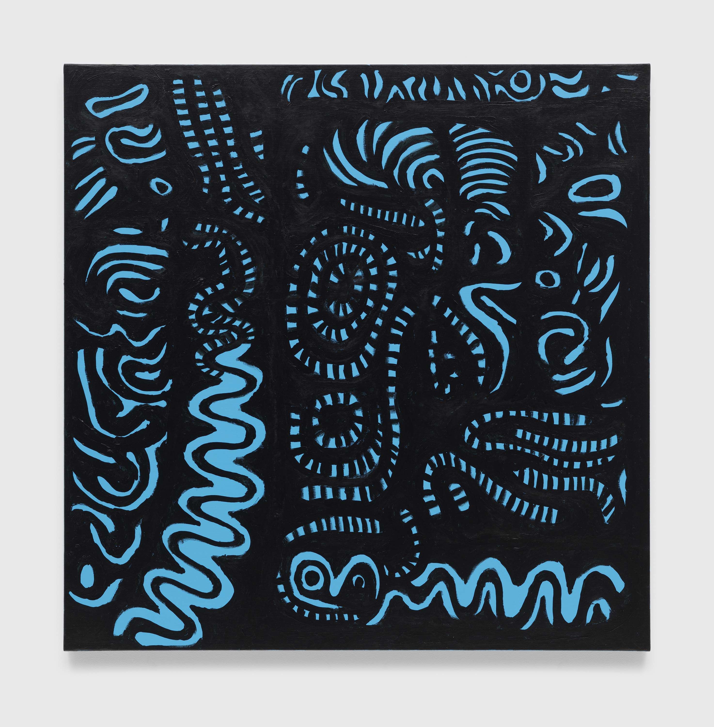 A painting by Yayoi Kusama, titled A SCENE I PAINTED ON CHANCING UPON MY OWN DEATH, dated 2020. 