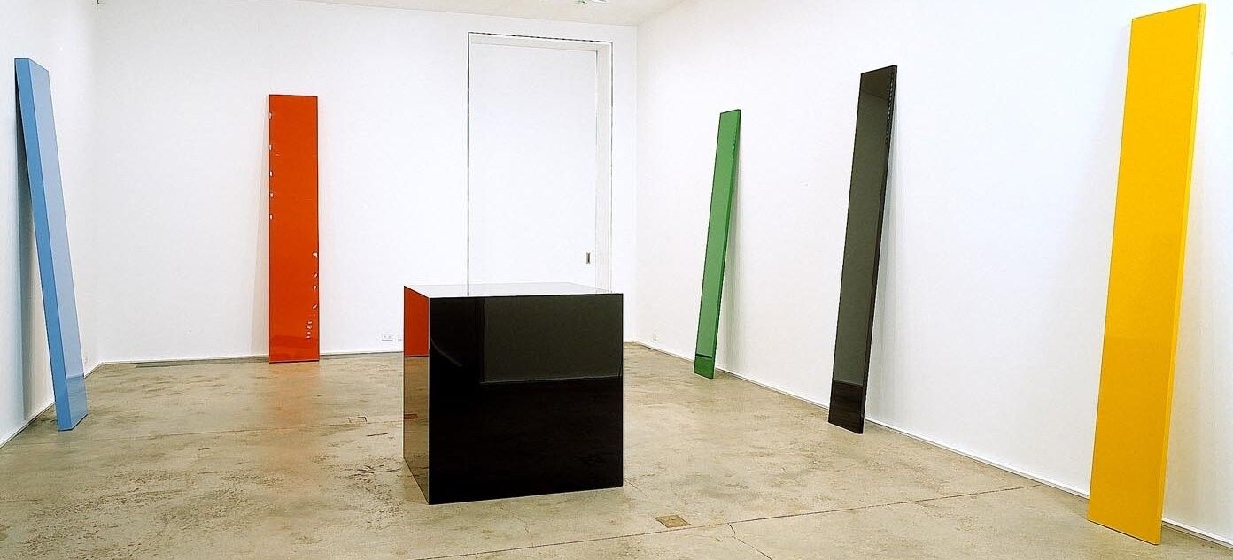 An installation view of the exhibition John McCracken: Early Sculpture, at David Zwirner New York, dated 2005.